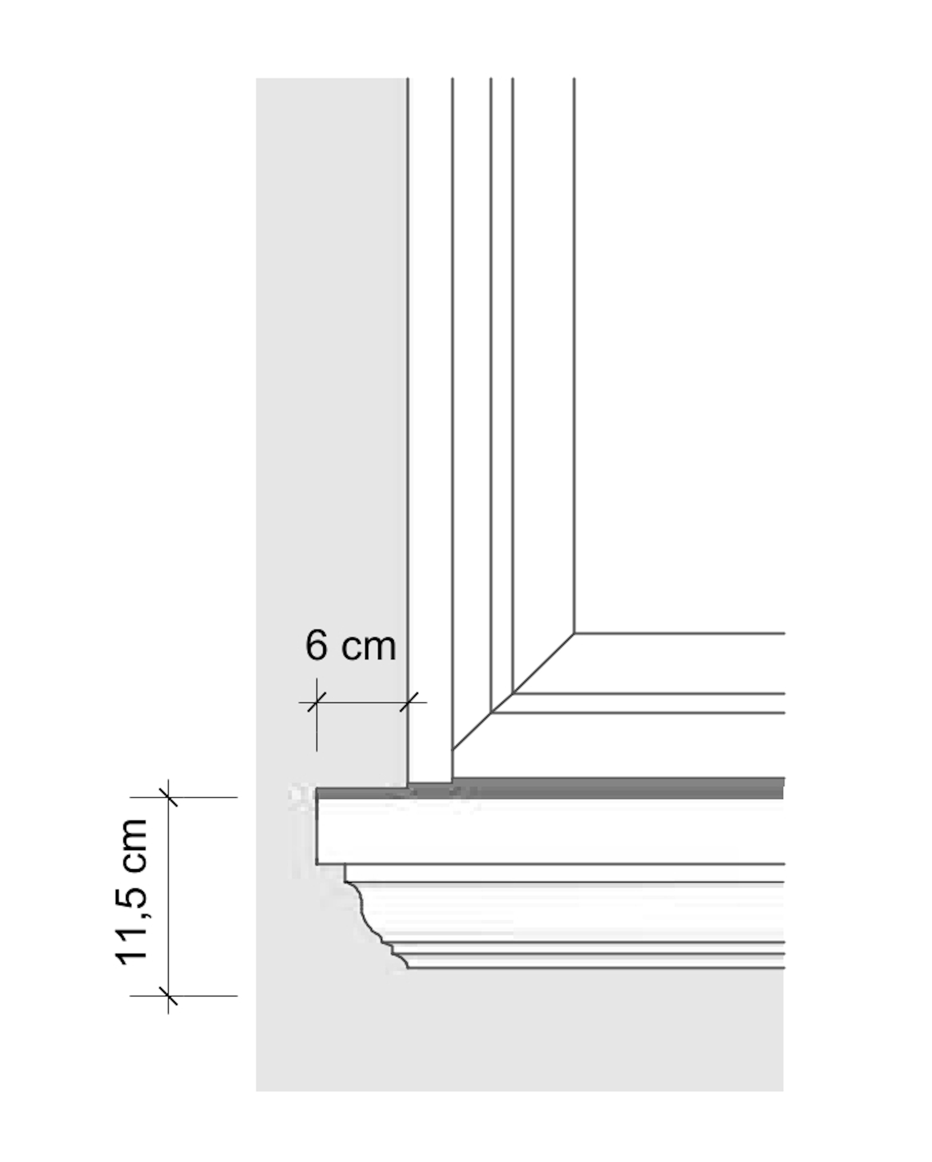 Zeichnung linkes Fensterbankende Modell SLB 550