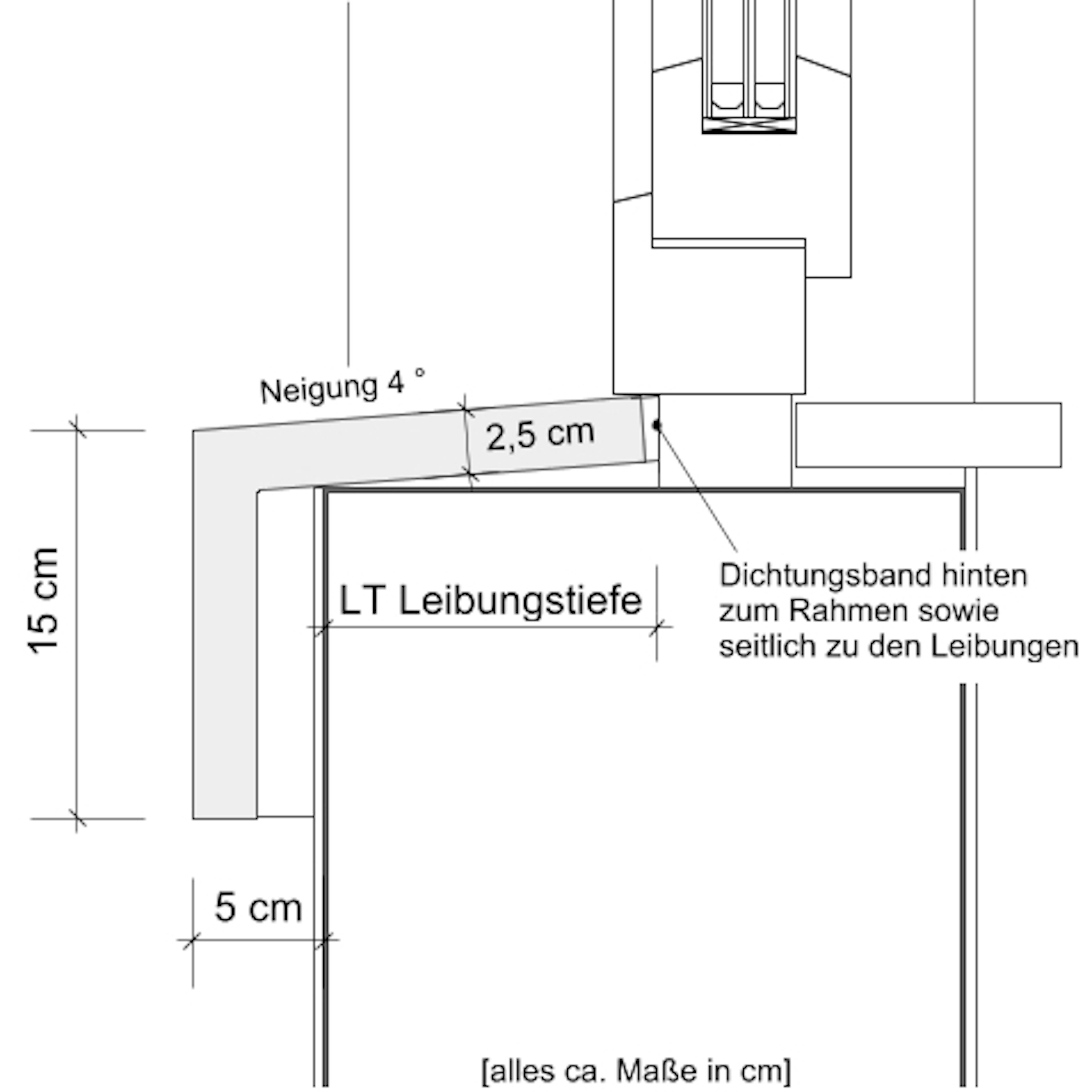 Schnitt glatte Außenfensterbank SLB 450 