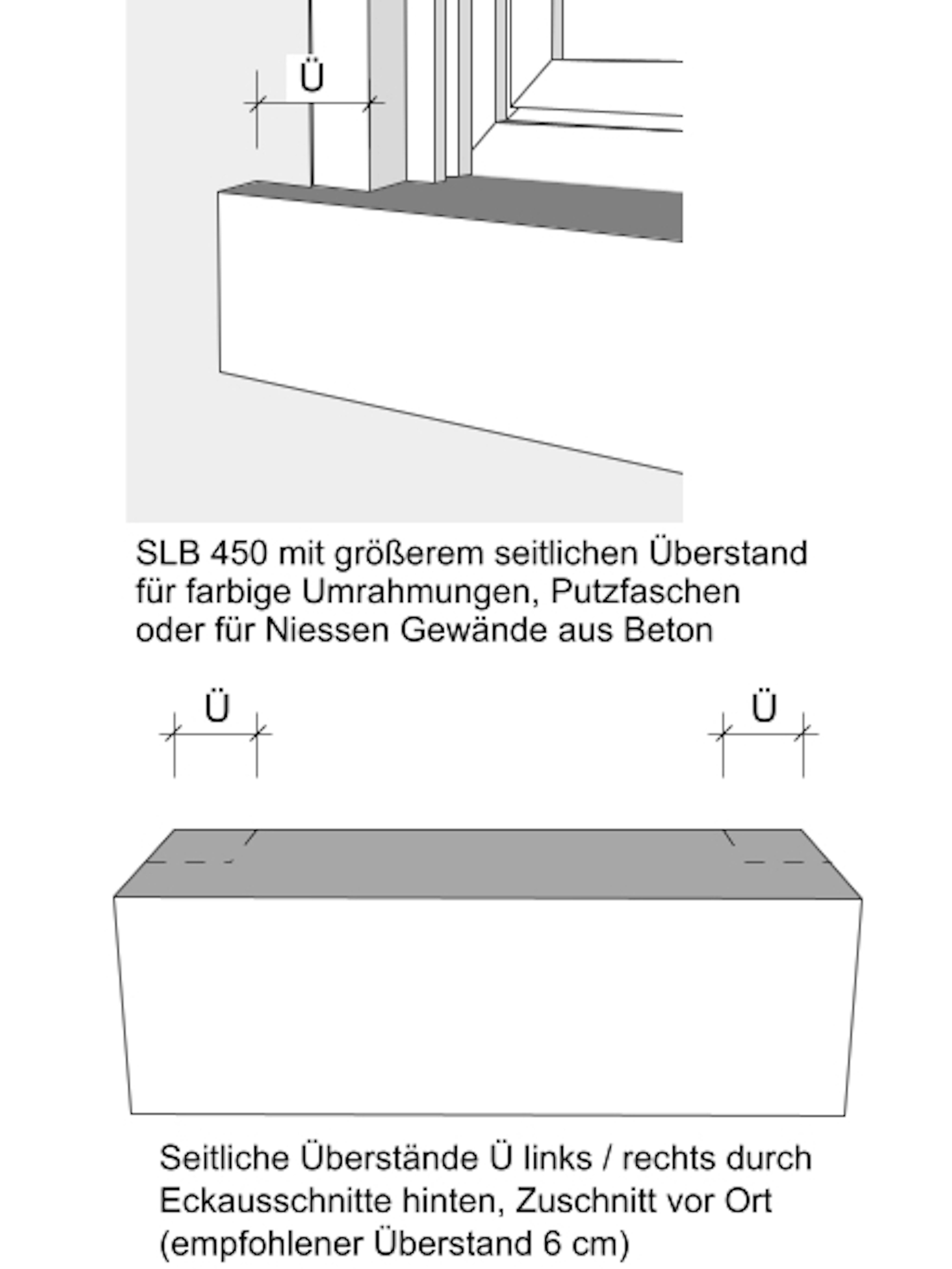 Überstände glatte Außenfensterbank SLB 450 