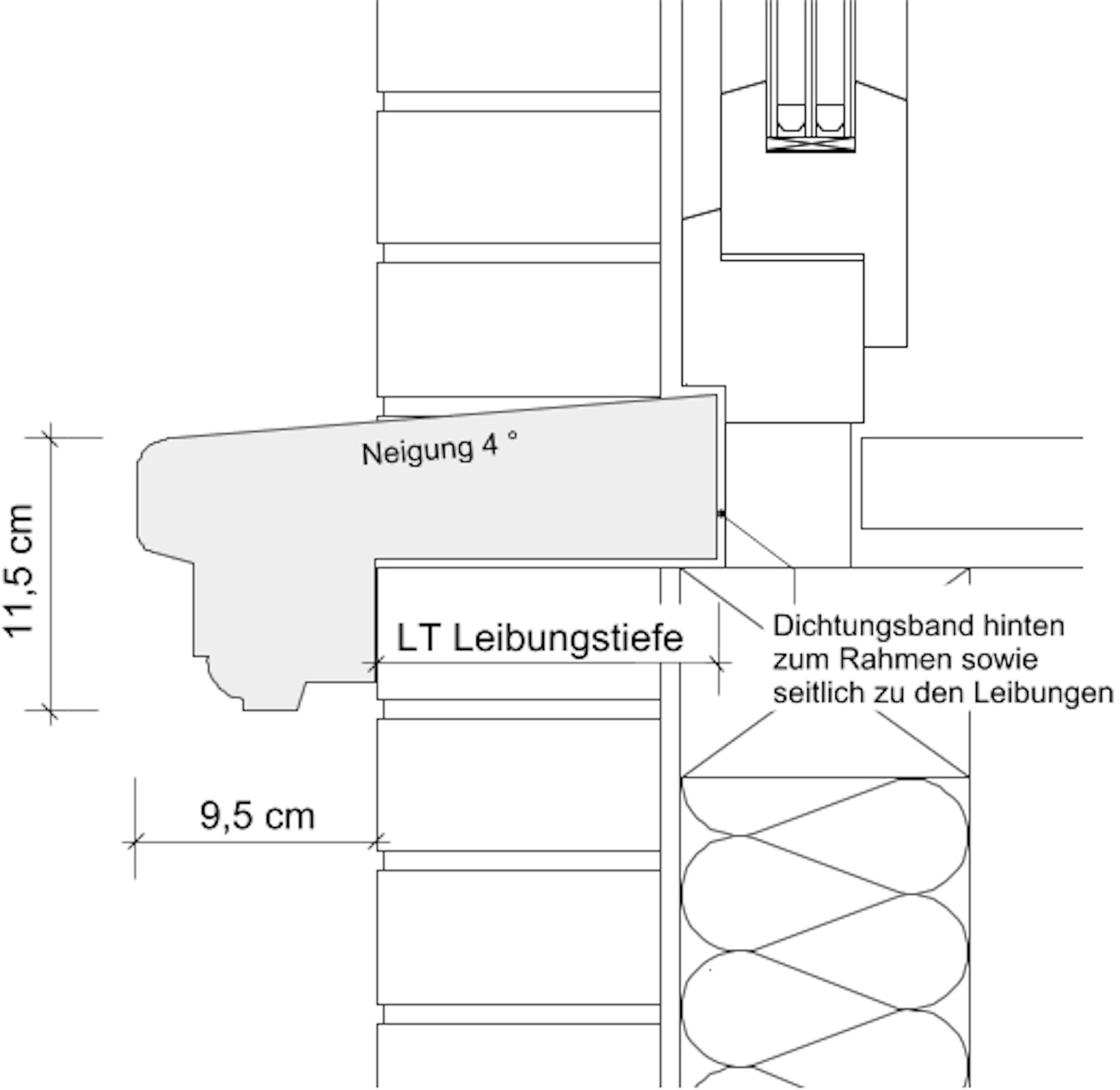 Schnittzeichnung Massivfensterbank WSB 200