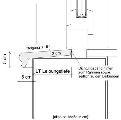 Zeichnung Betonfensterbank Niessen SLB 590 - Querschnitt