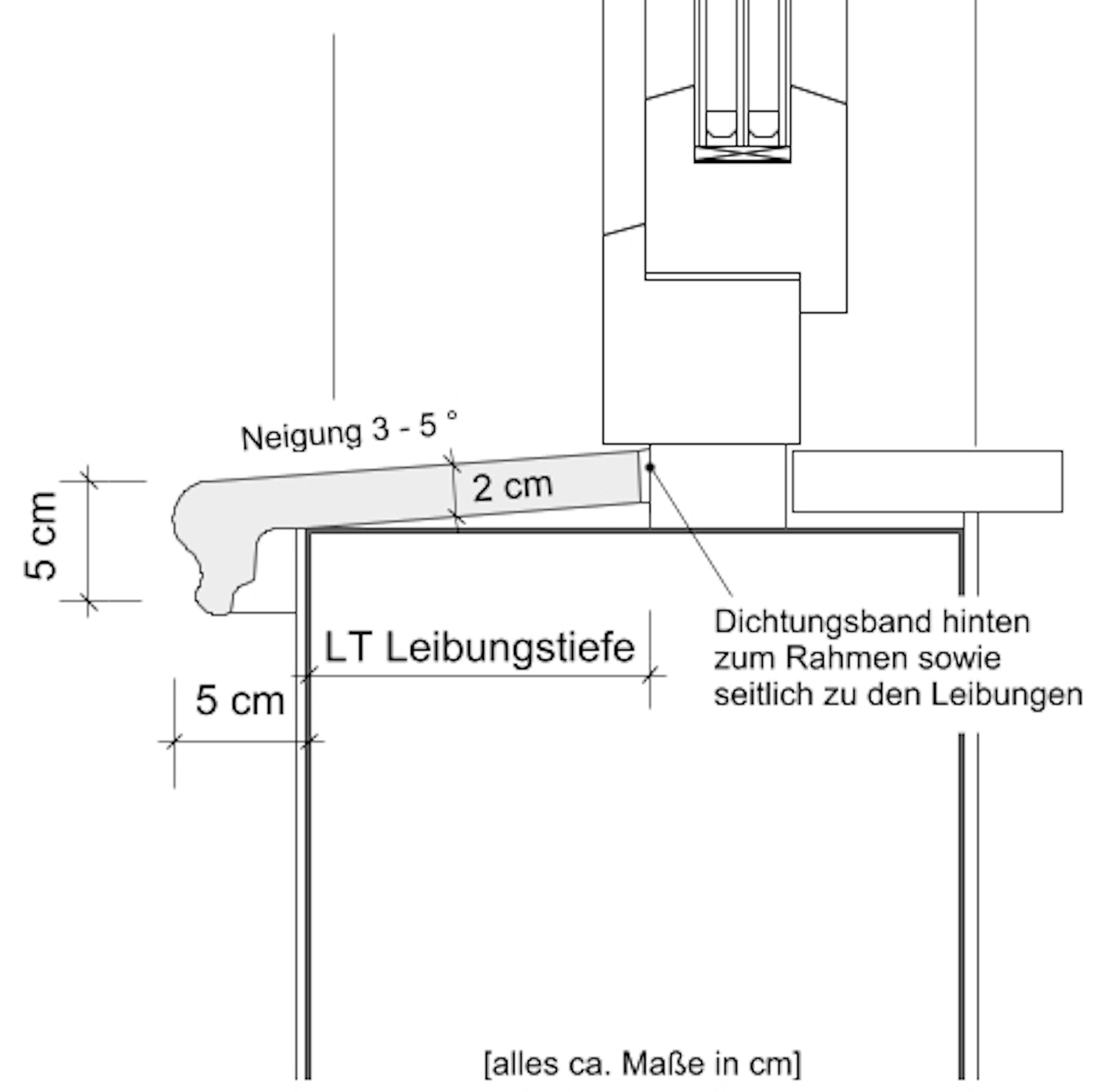 Zeichnung Betonfensterbank Niessen SLB 590 - Querschnitt