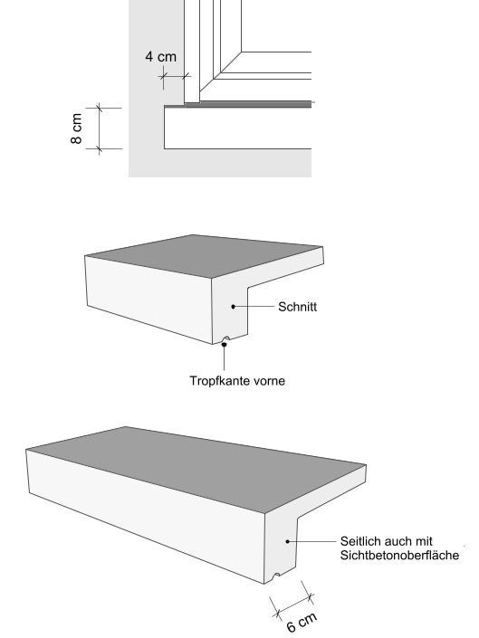Fensterbank außen SLB 851 Zeichnung - von vorne