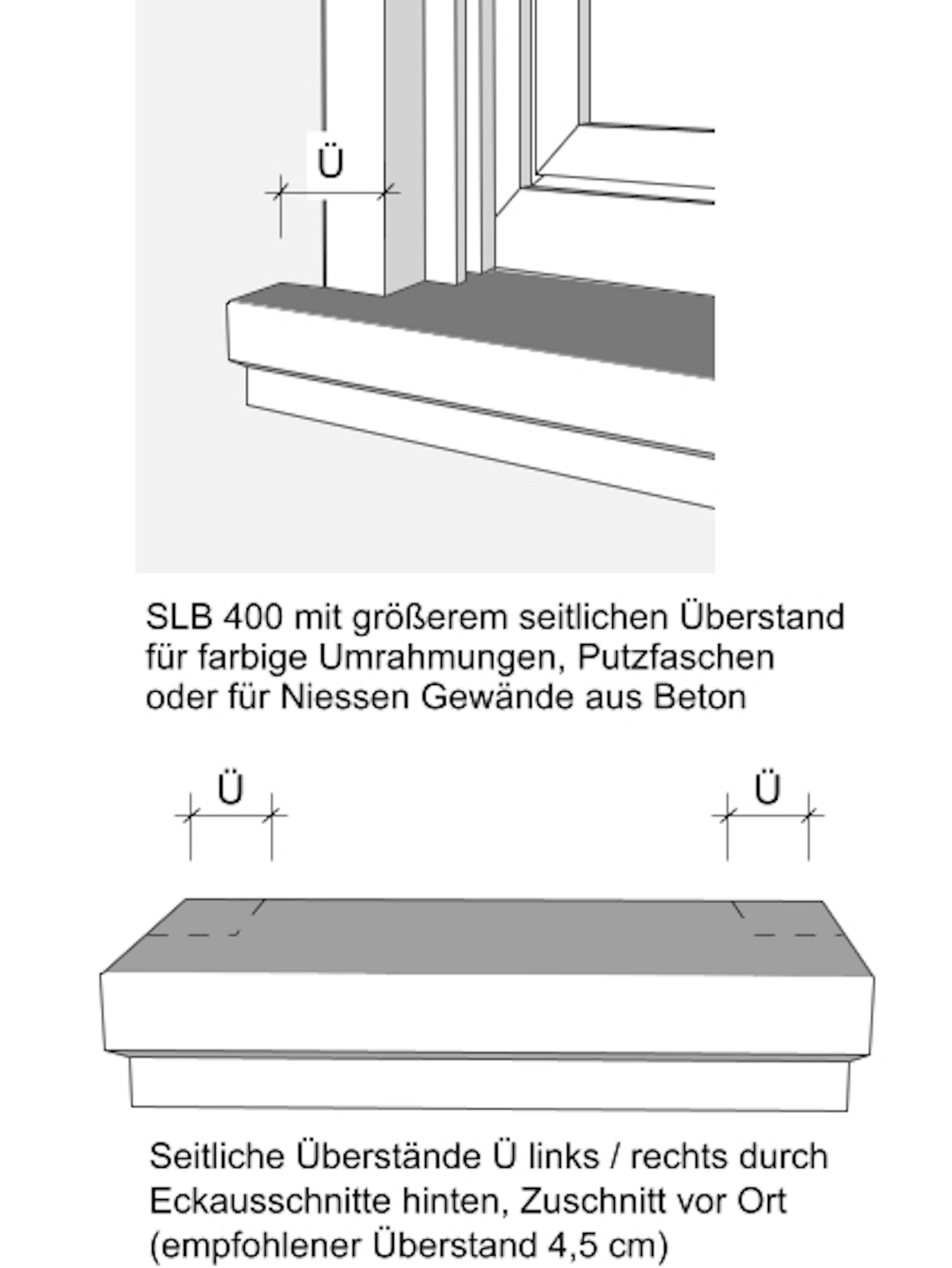 Fensterbank SLB 400 Zeichnung - seitliche Überstände