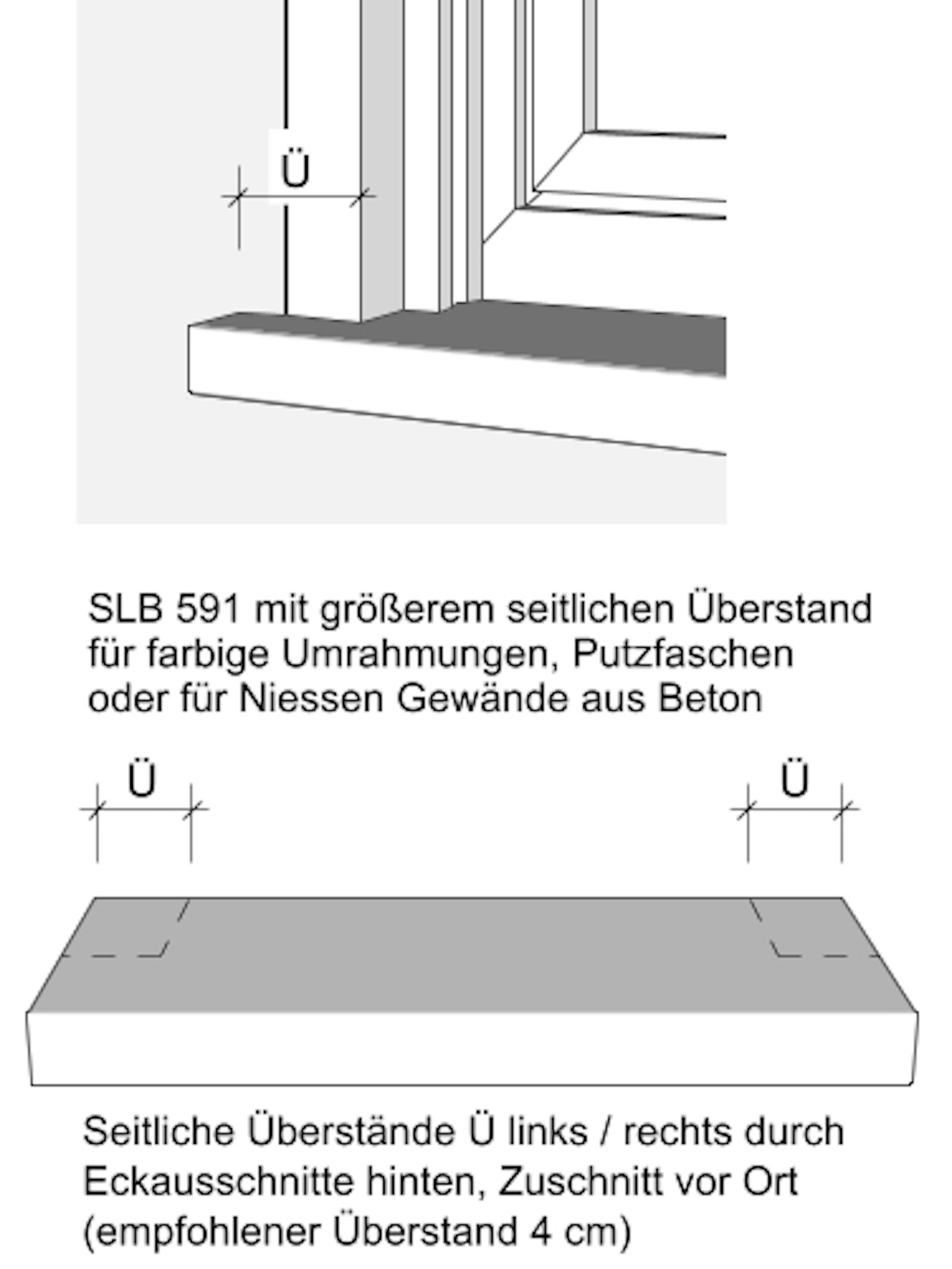 Außenfensterbank SLB 591 Zeichnung - Überstände seitlich