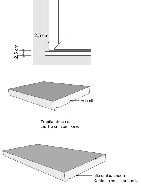 Fensterbank Beton SLB 595 - Ansichten