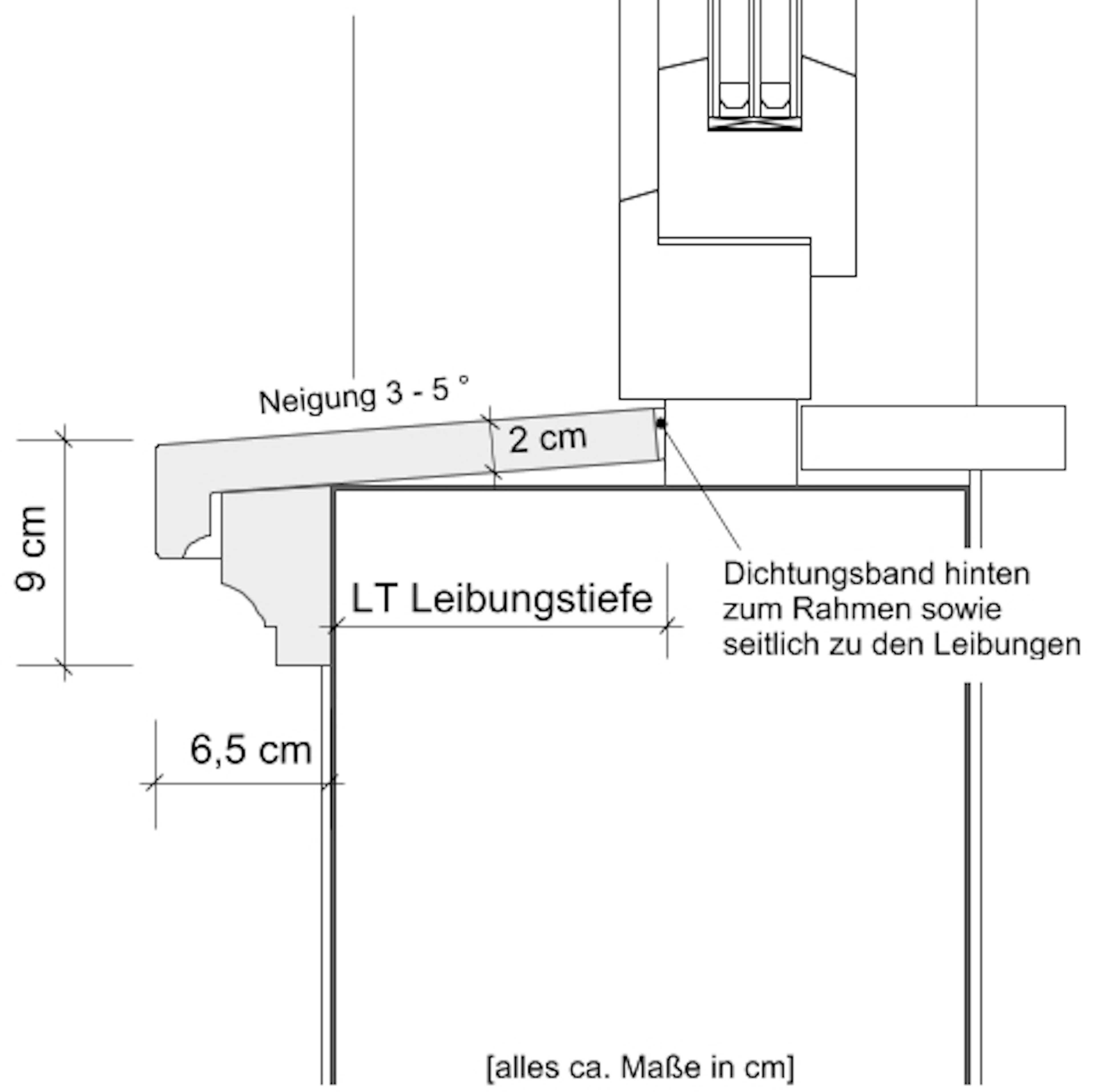 Schnittzeichnung Außenfensterbank SLB 540