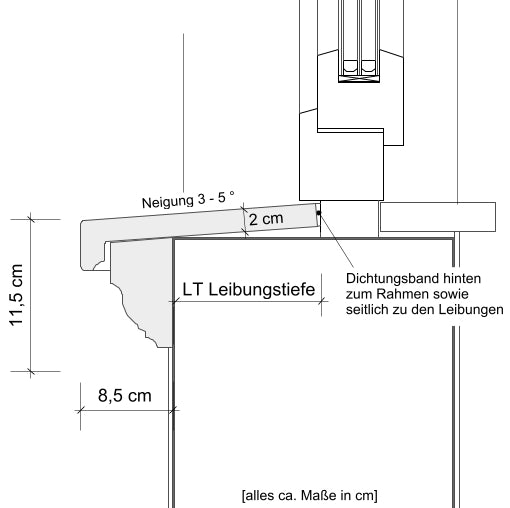 Schnittzeichnung Fensterbank außen SLB 550