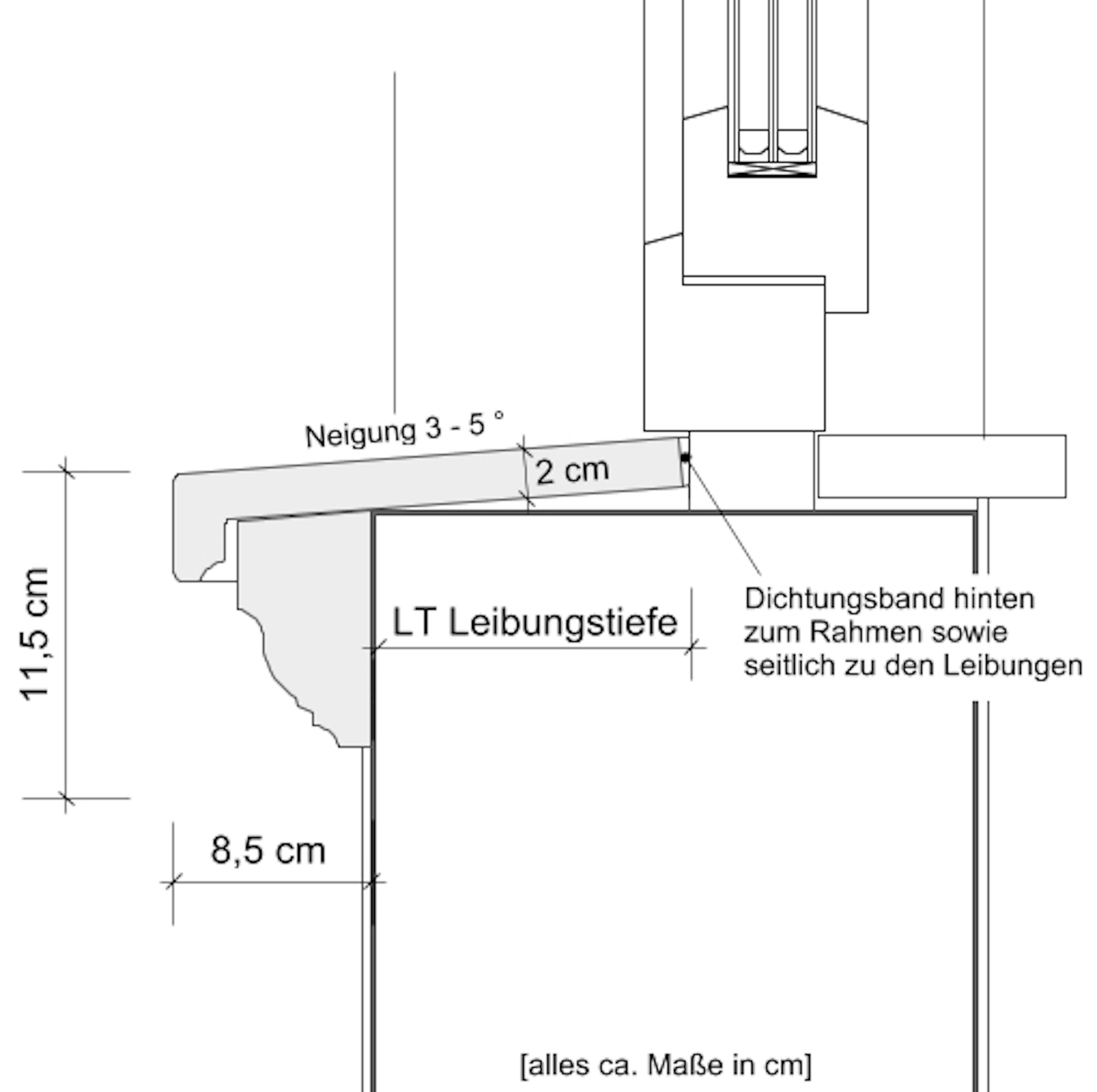 Schnittzeichnung Fensterbank außen SLB 550 