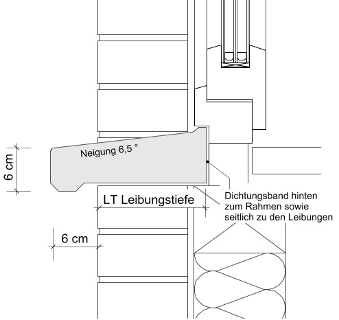 Schnittzeichnung Außenfensterbank WSB 910