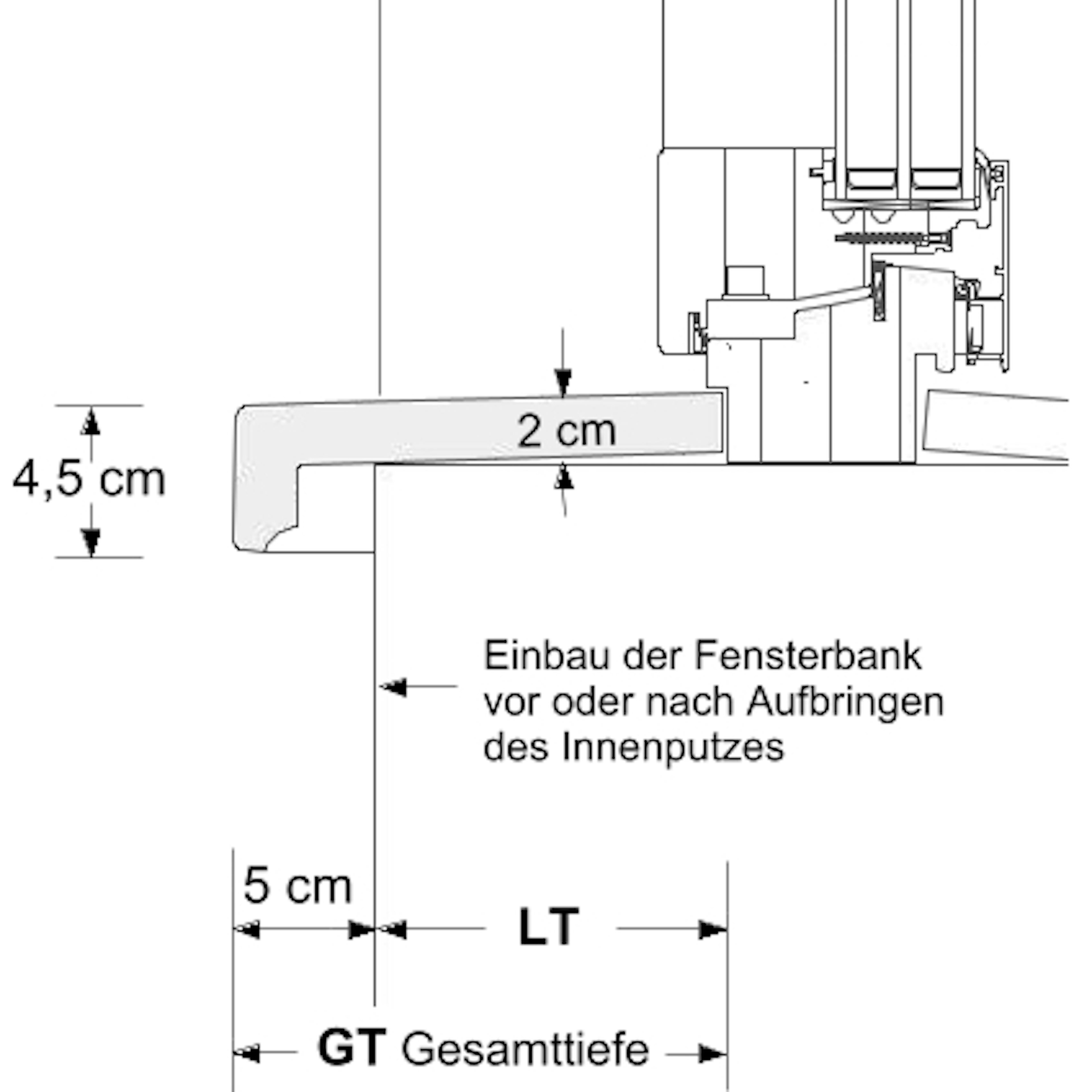 Schnittzeichnung Niessen Innenfensterbank SLB 591 innen