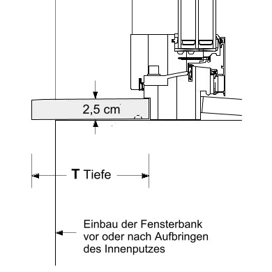 Innenfensterbank Niessen SLB 595 innen _ Zeichnung im Schnitt