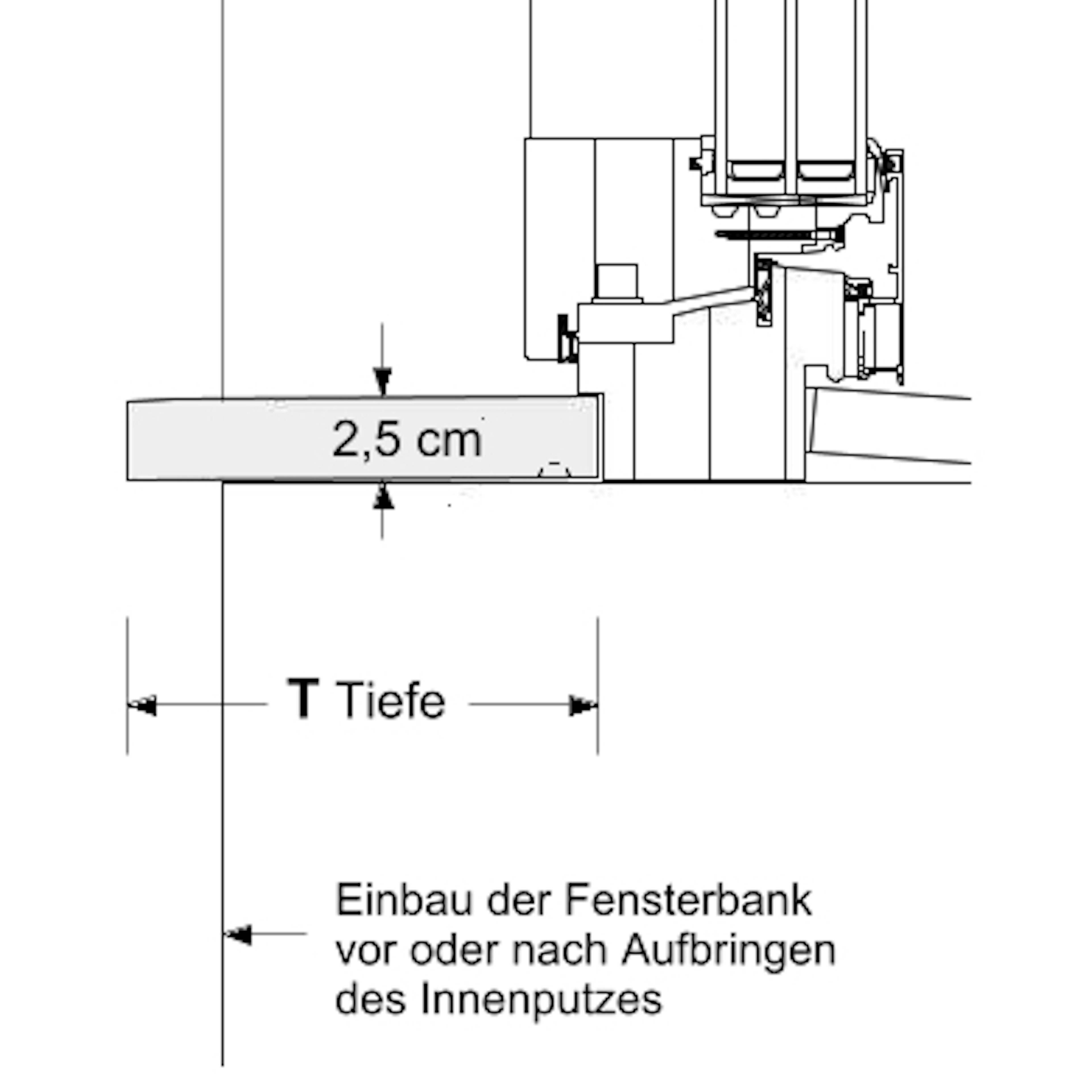 Innenfensterbank Niessen SLB 595 innen _ Zeichnung im Schnitt