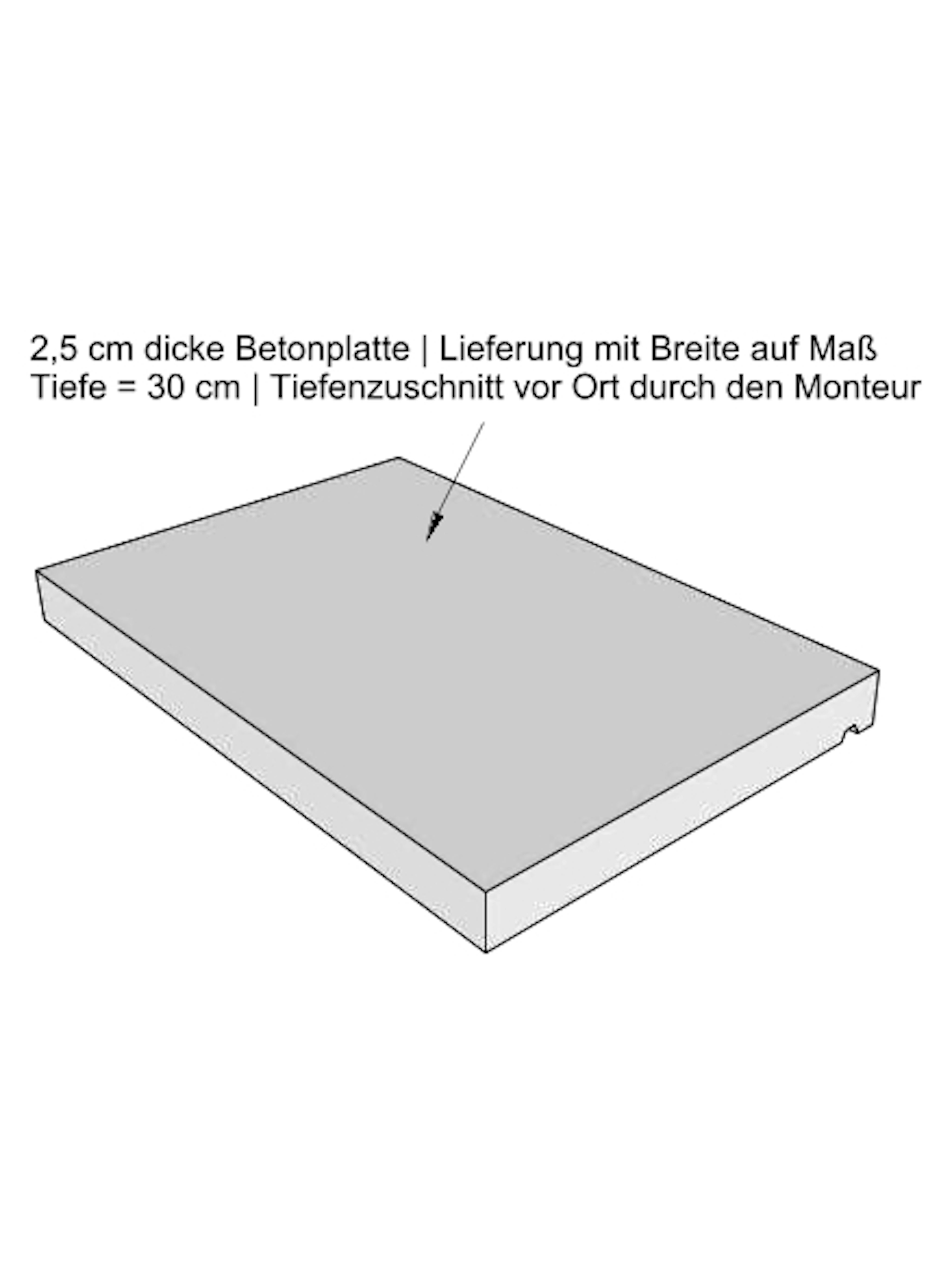 Zeichnung Innenfensterbank Niessen SLB 595 innen _ in der Draufsicht
