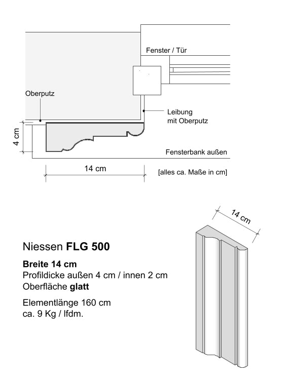 Zeichnung Flachgewände FLG 500 - 1