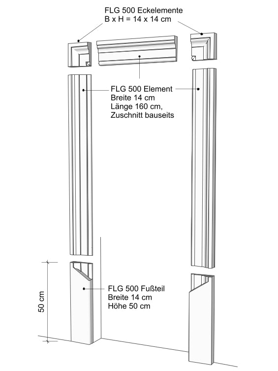 Zeichnung Flachgewände FLG 500 - 2