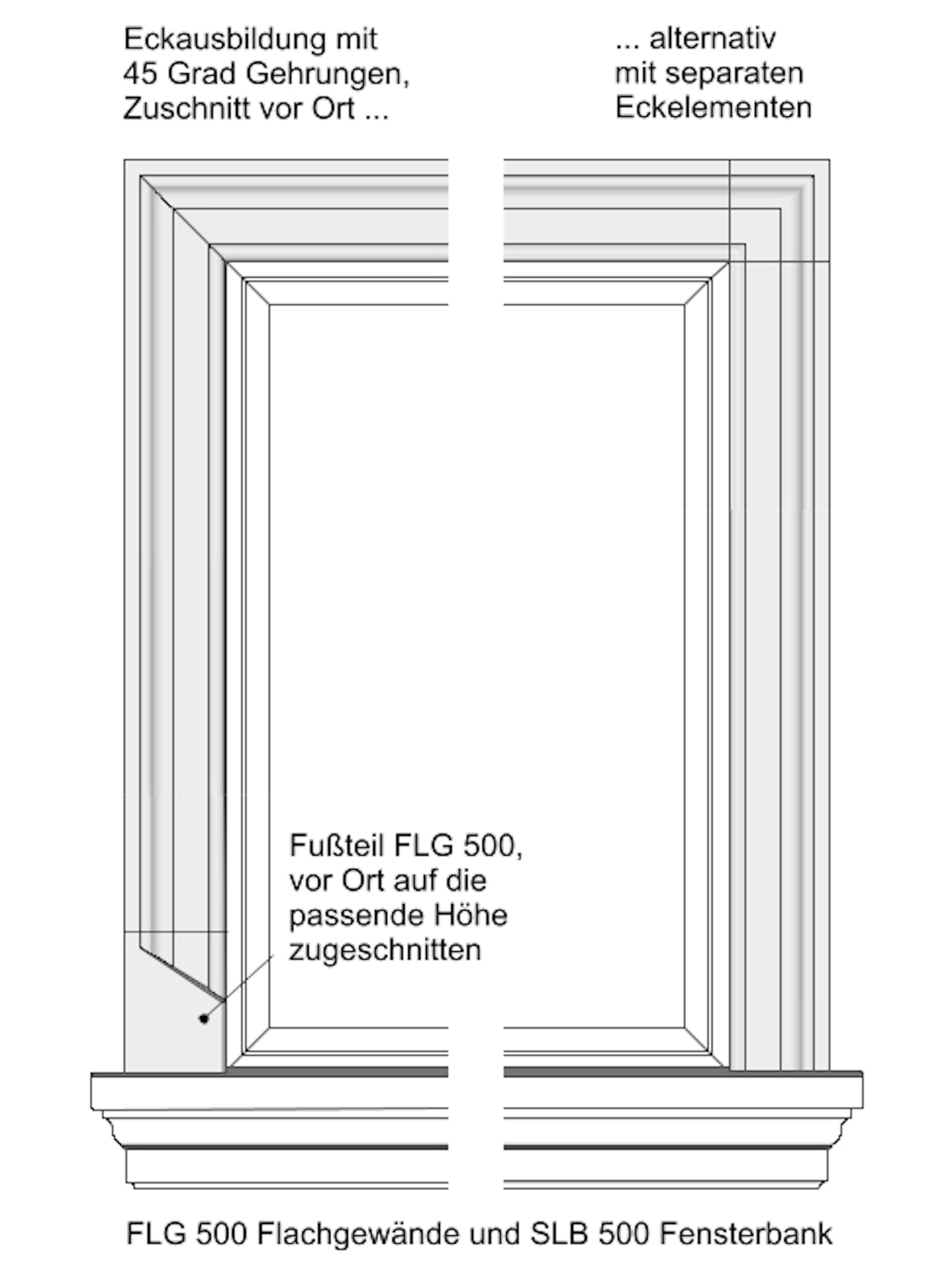 Zeichnung Flachgewände FLG 500 - 3
