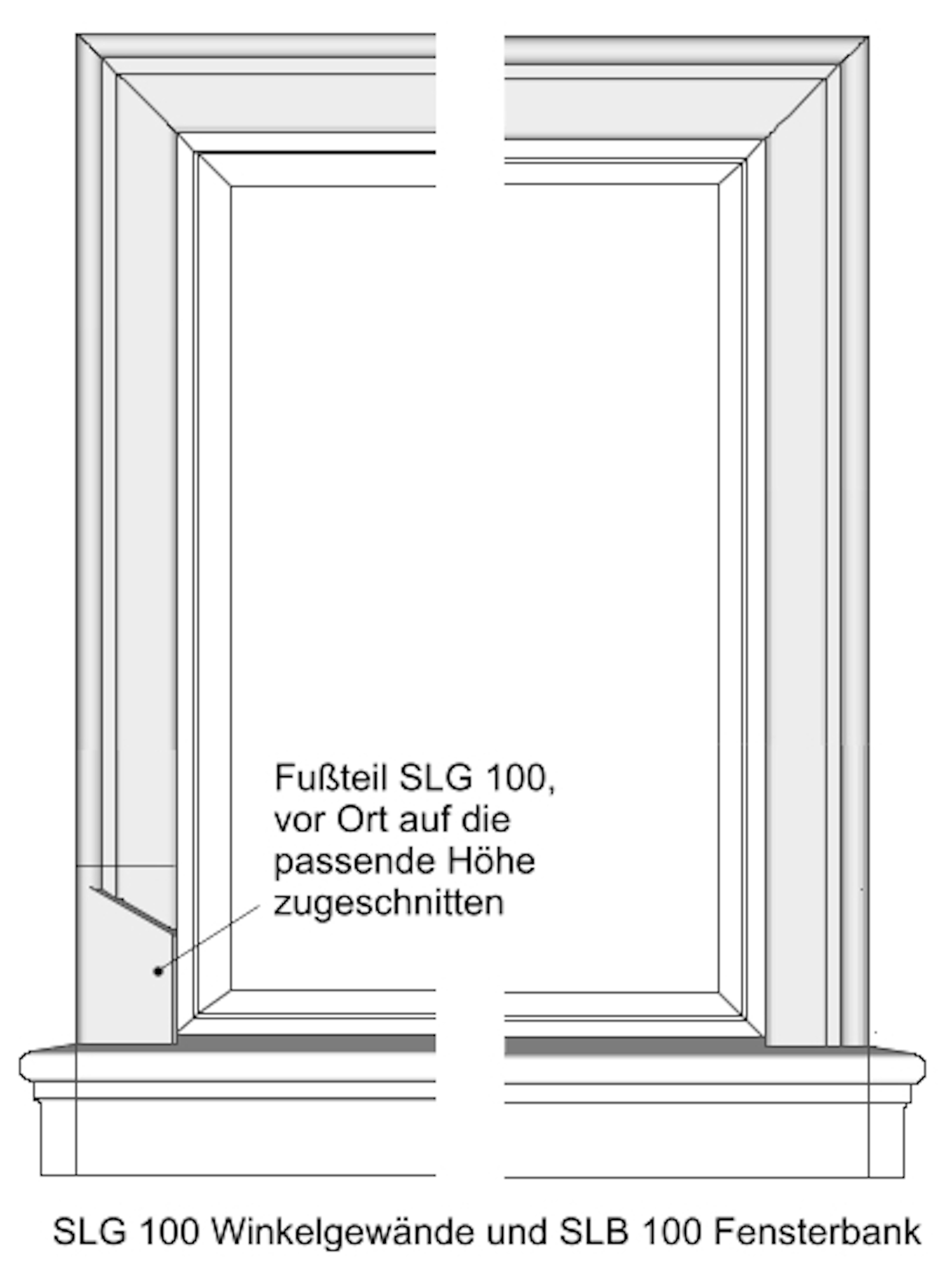 Zeichnung Fenster mit Gewände SLG 100 und Fensterbank SLB 100 -3