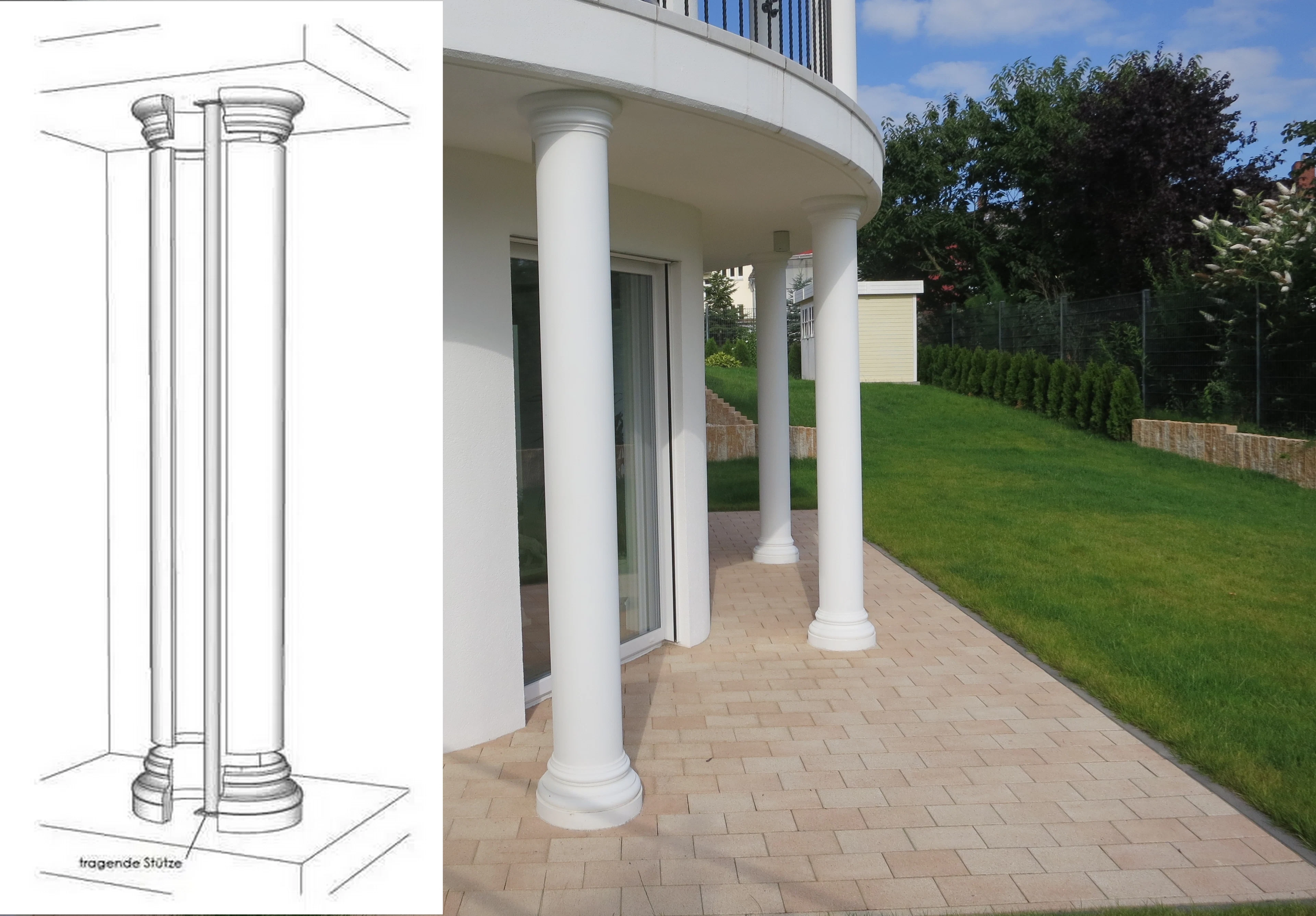 Betonsäule 01120 mit Zeichnung in Halbteilen _ 02