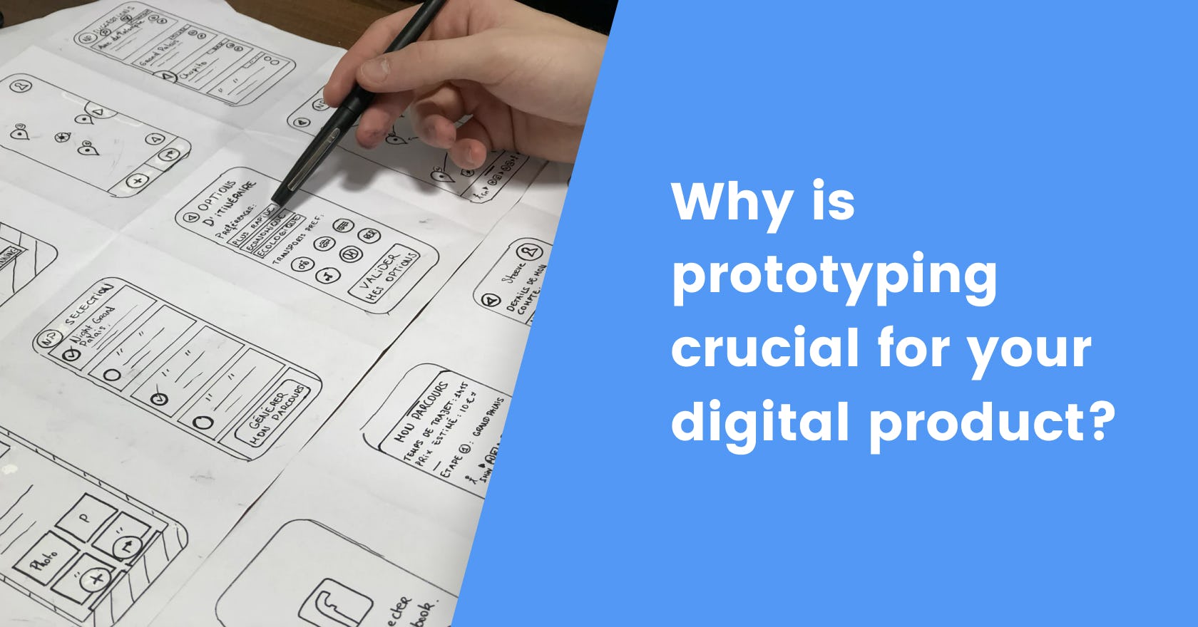 Illustration of a designer making prototypes using wireframes