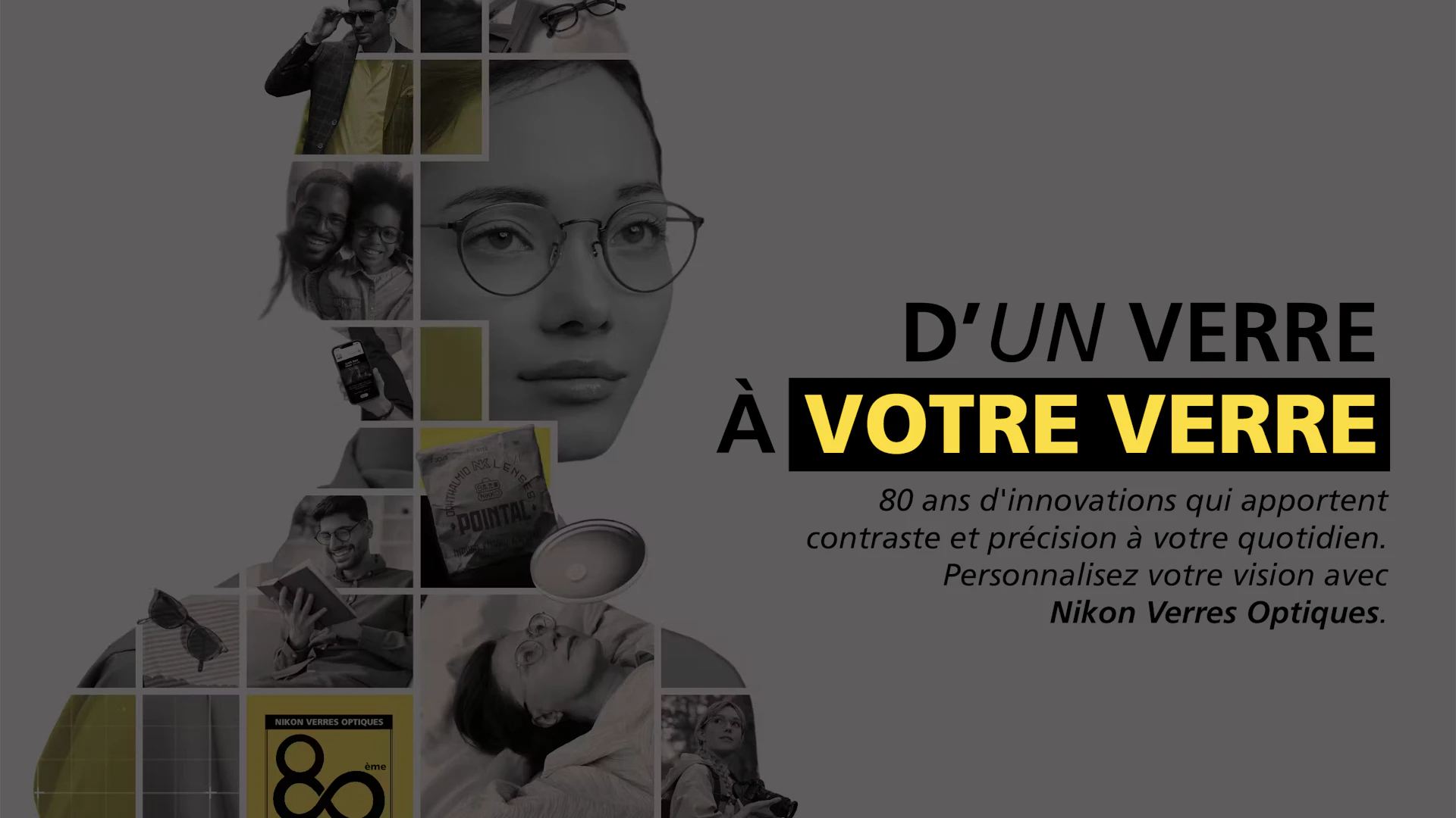 Visuel de campagne de célébration des 80 ans de Nikon Verres Optiques