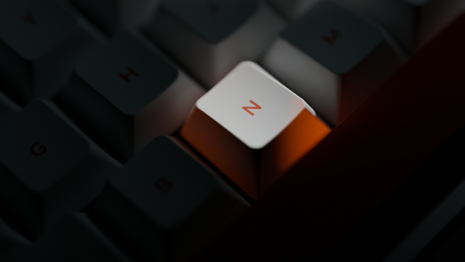 A single key illuminated and singled out
