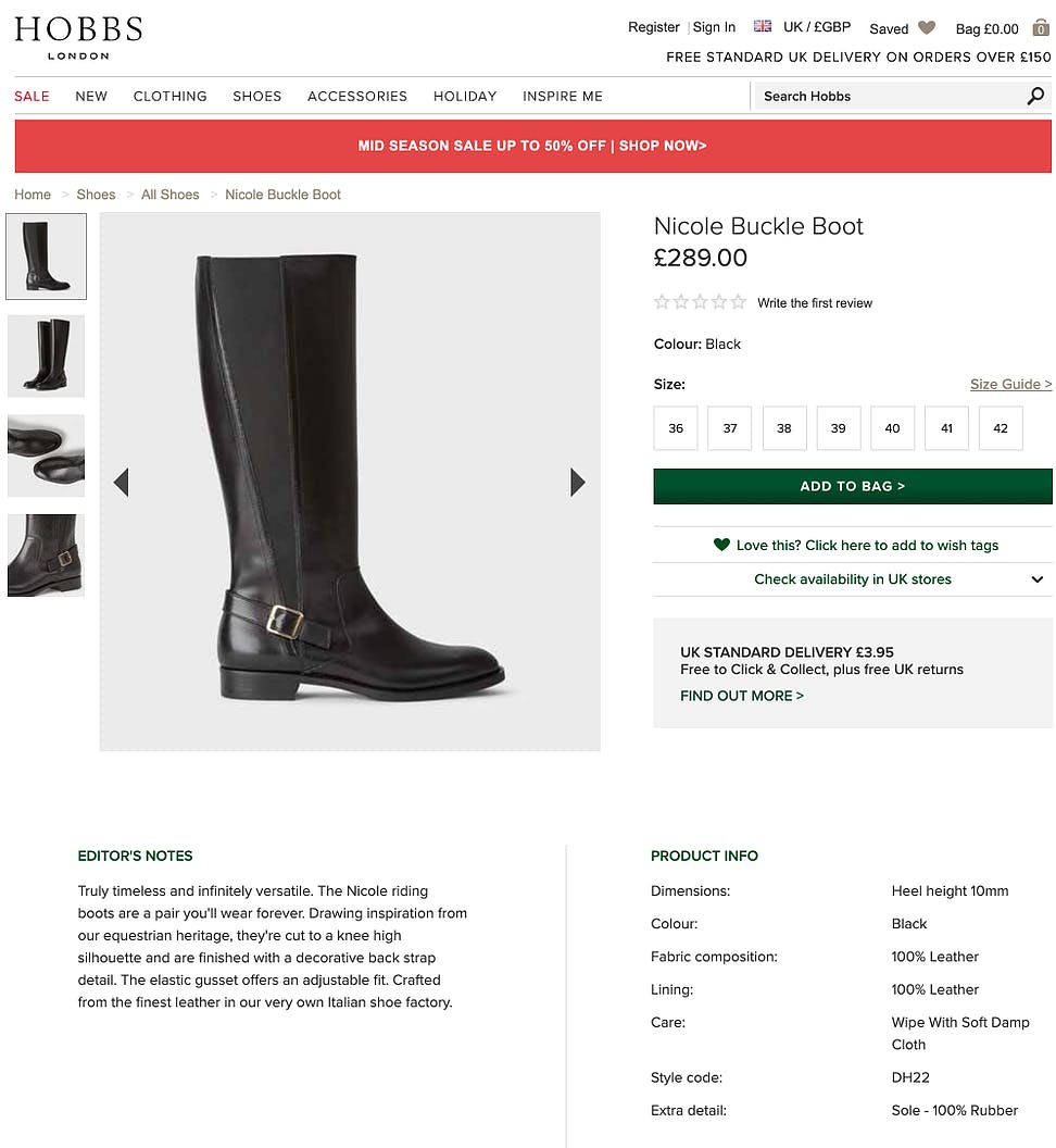 Product Description - Boots 