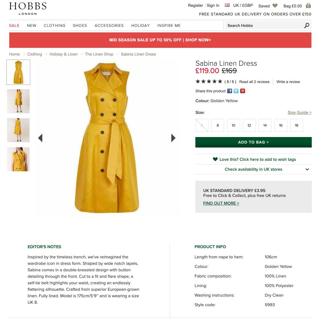 Product Description - Yellow Dress