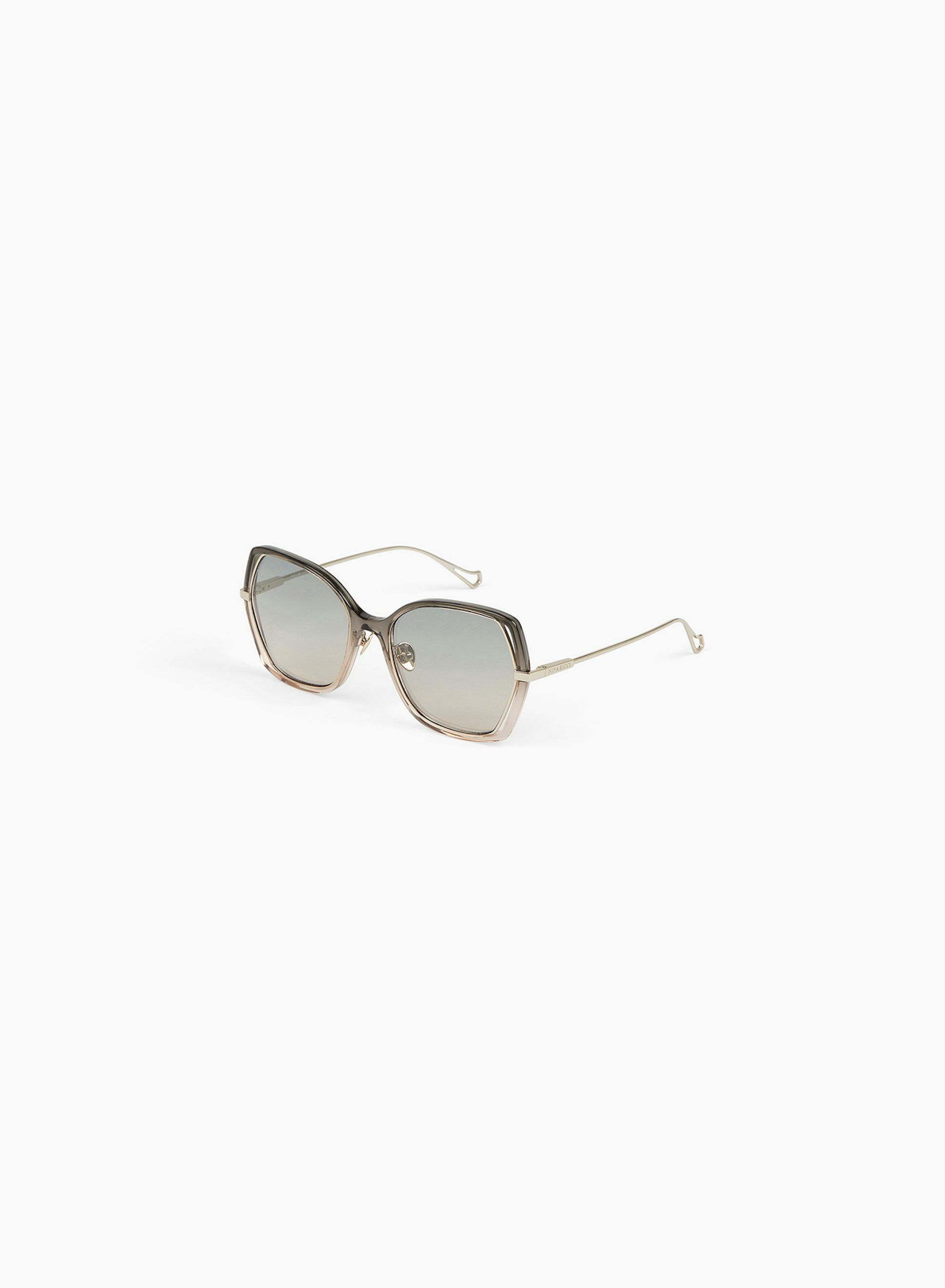 Geometric Sunglasses in Metal Kaki Rose - Nina Ricci 