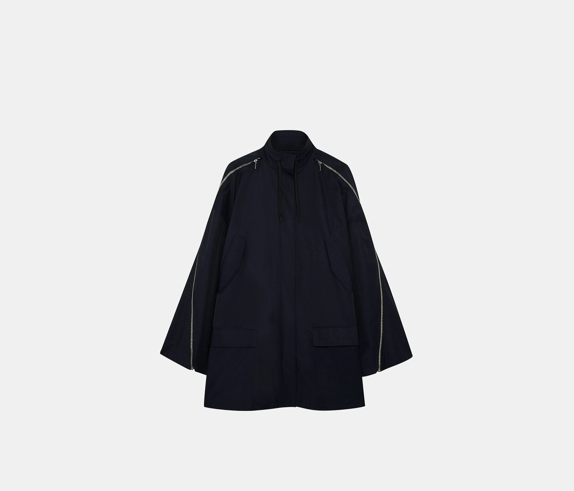 Parka con cremalleras ondulantes en las mangas