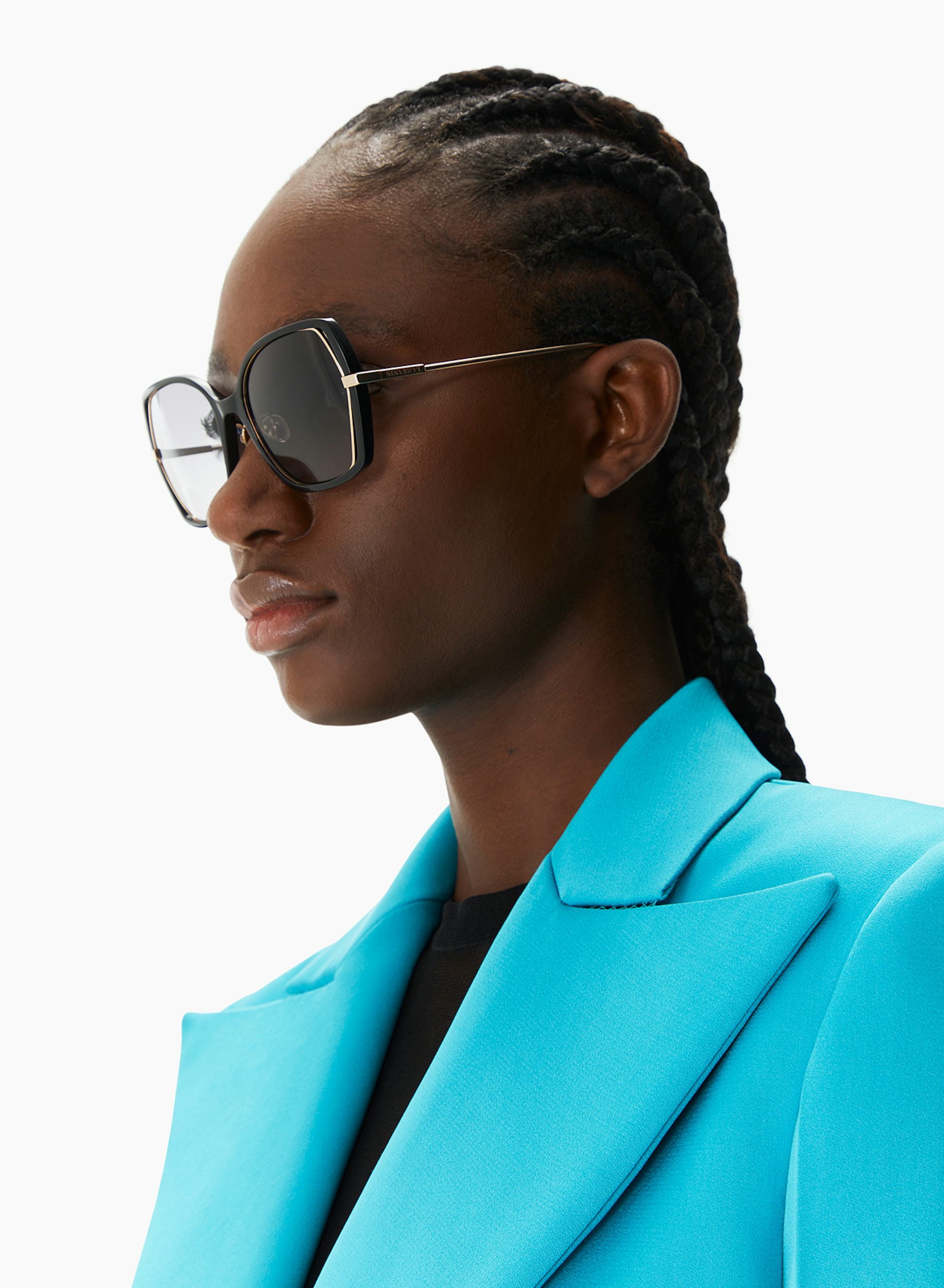 Geometric Sunglasses in Metal Shiny Black - Nina Ricci 