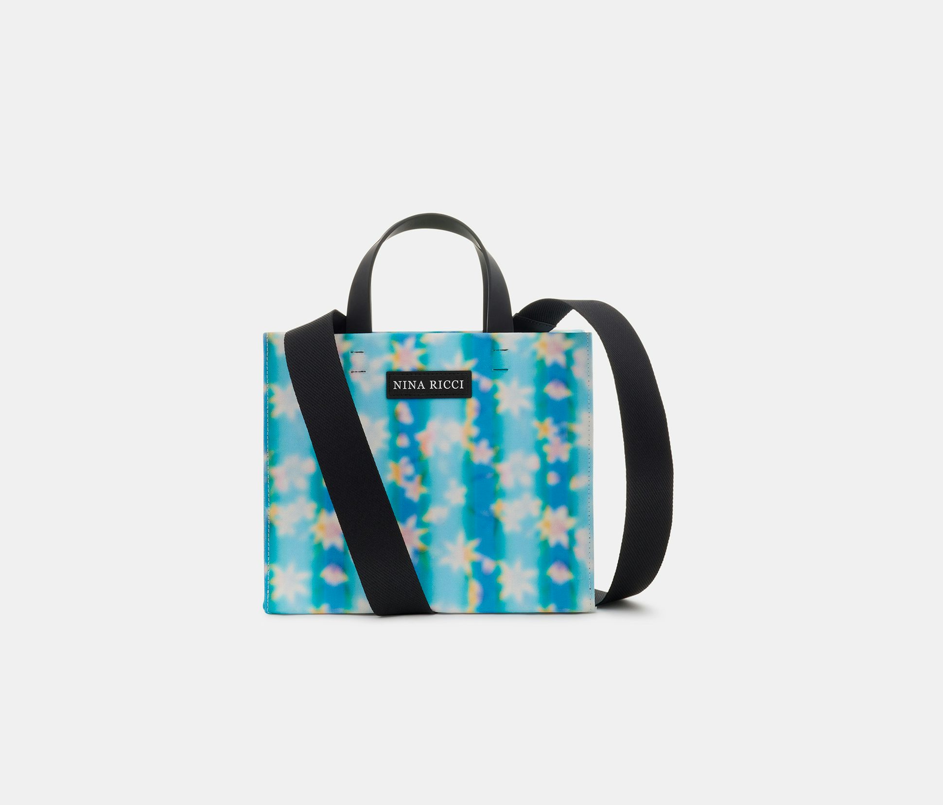 Medium neoprene tote bag with removable shoulder strap in lilac floral print - Nina Ricci