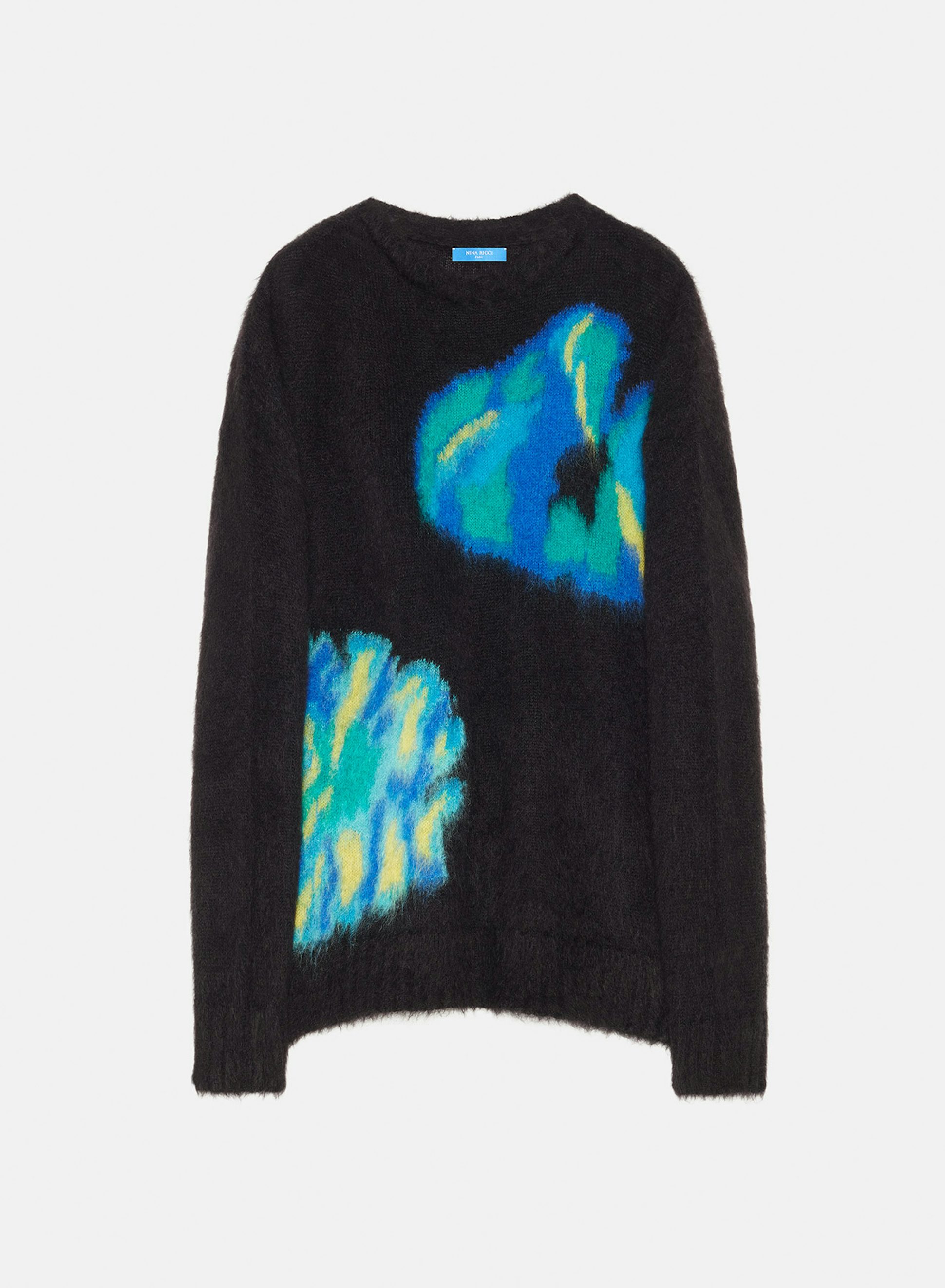 Pull en mohair jacquard brossé bleu - Nina Ricci