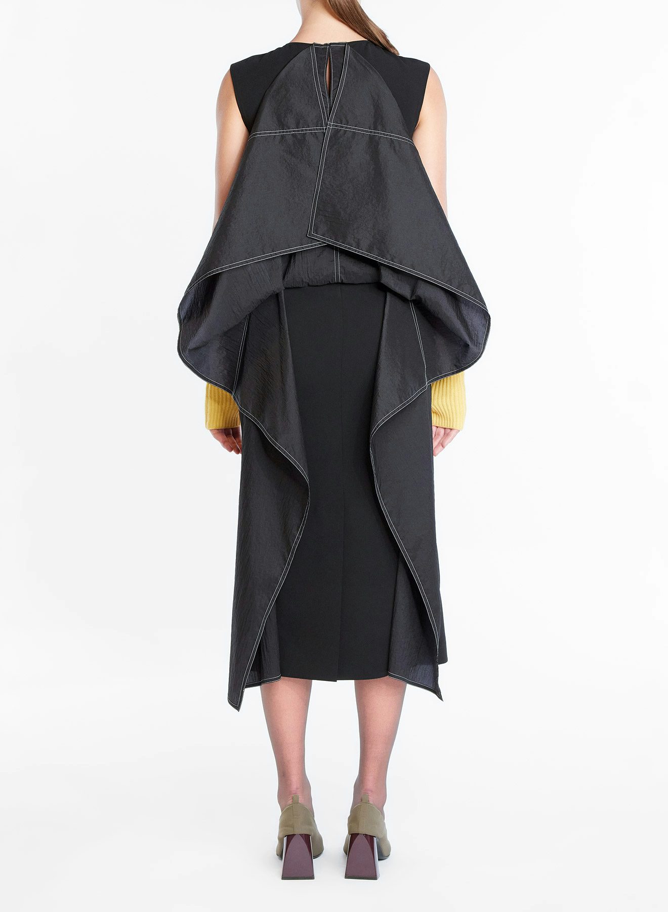 Robe en gabardine recyclée avec tissu technique noire - Nina Ricci