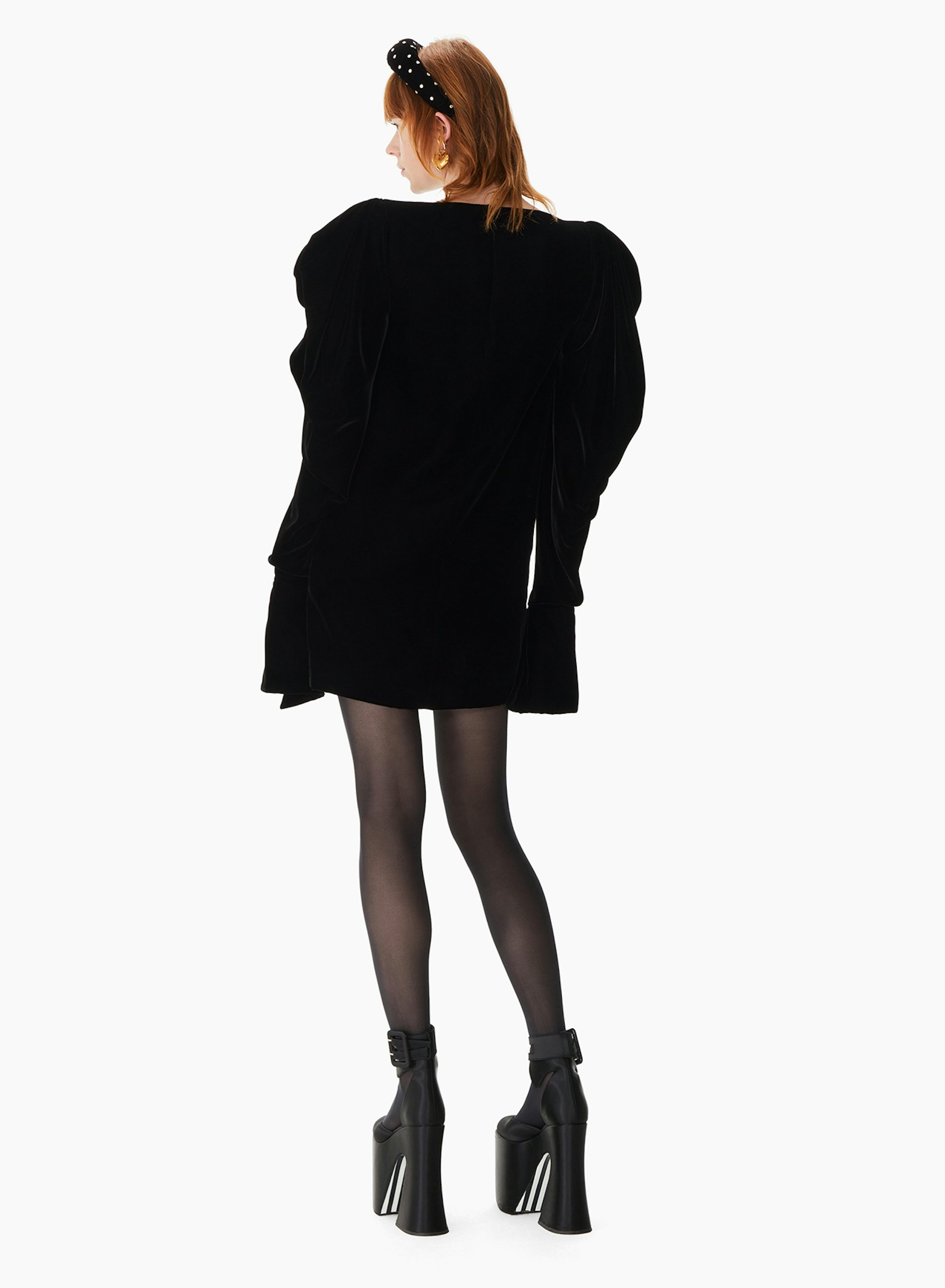 Mini Velvet Dress With Puff Sleeves Black - Nina Ricci 