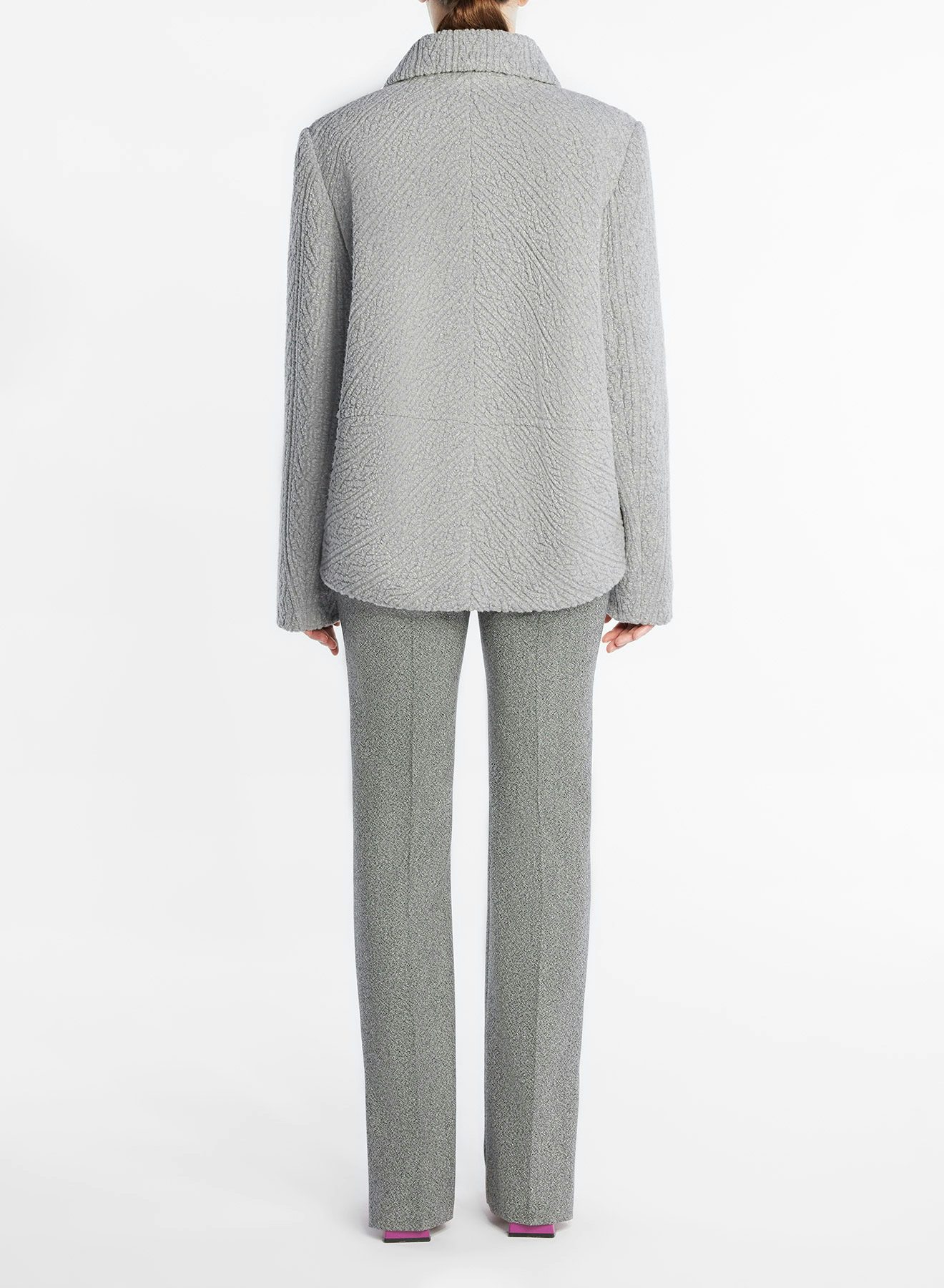 Pantalon droit en laine mouchetée noir et blanc - Nina Ricci