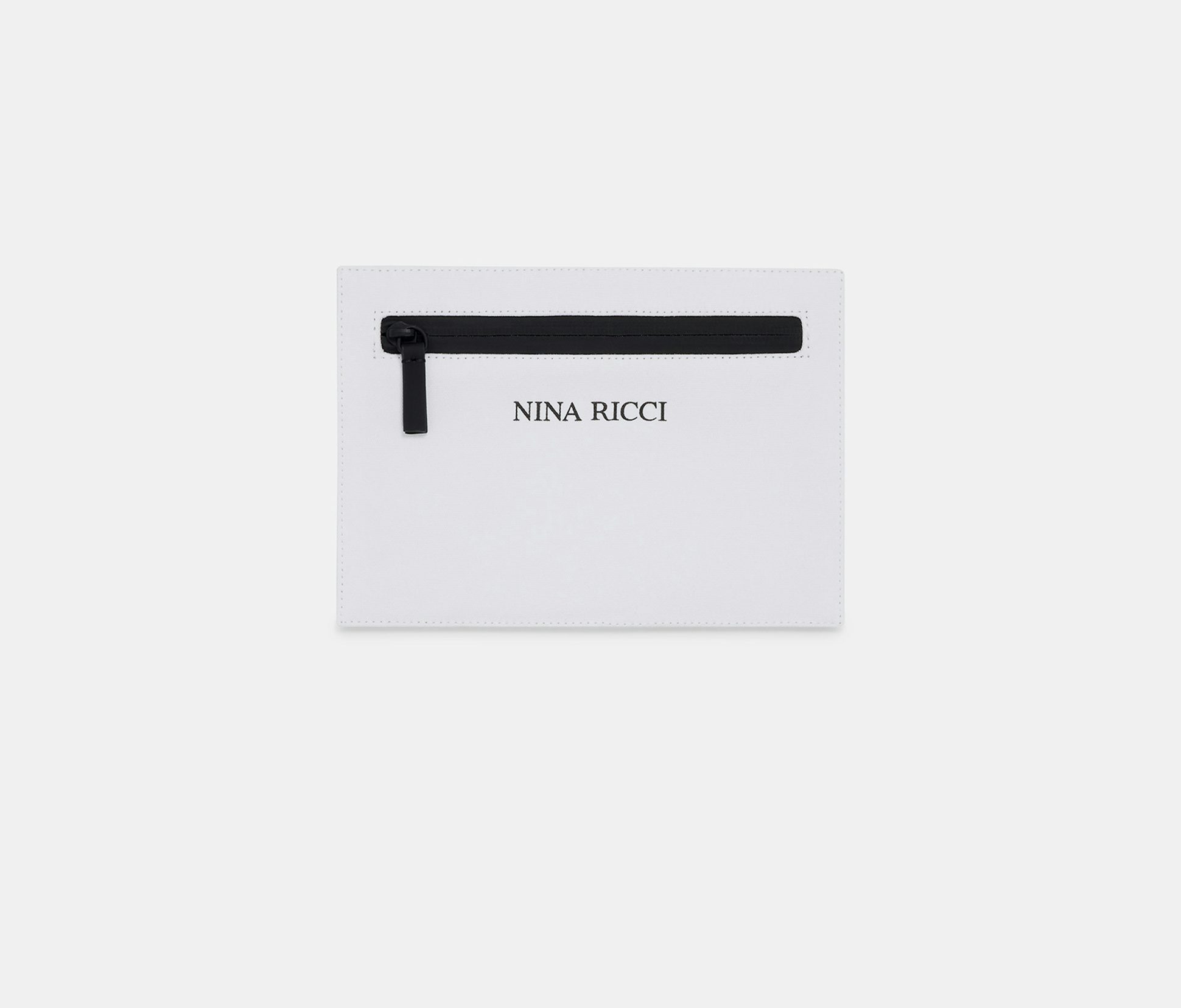Pochette en Canevas de Coton Blanc avec Logo Noir - Nina Ricci