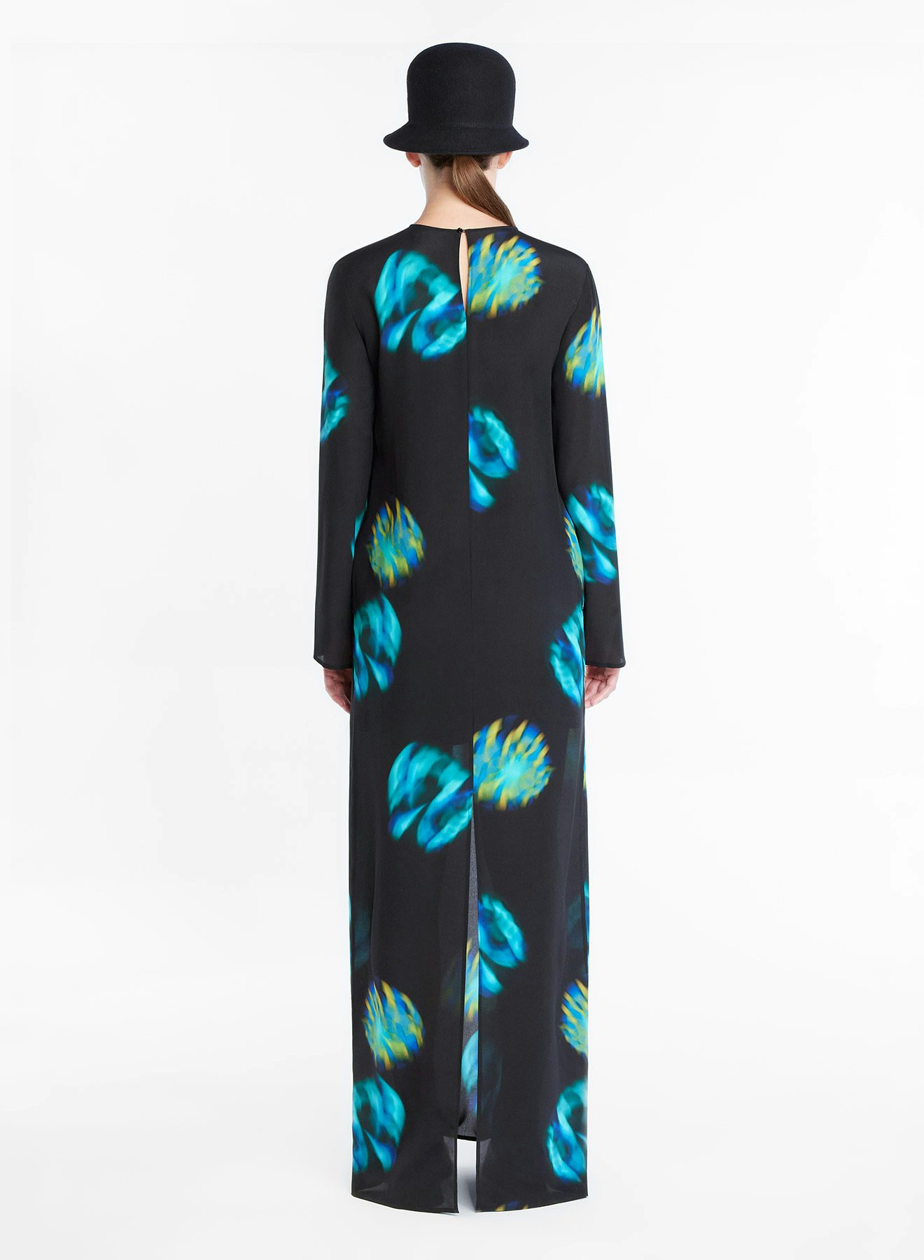 Robe longue en crépon de soie bleue - Nina Ricci