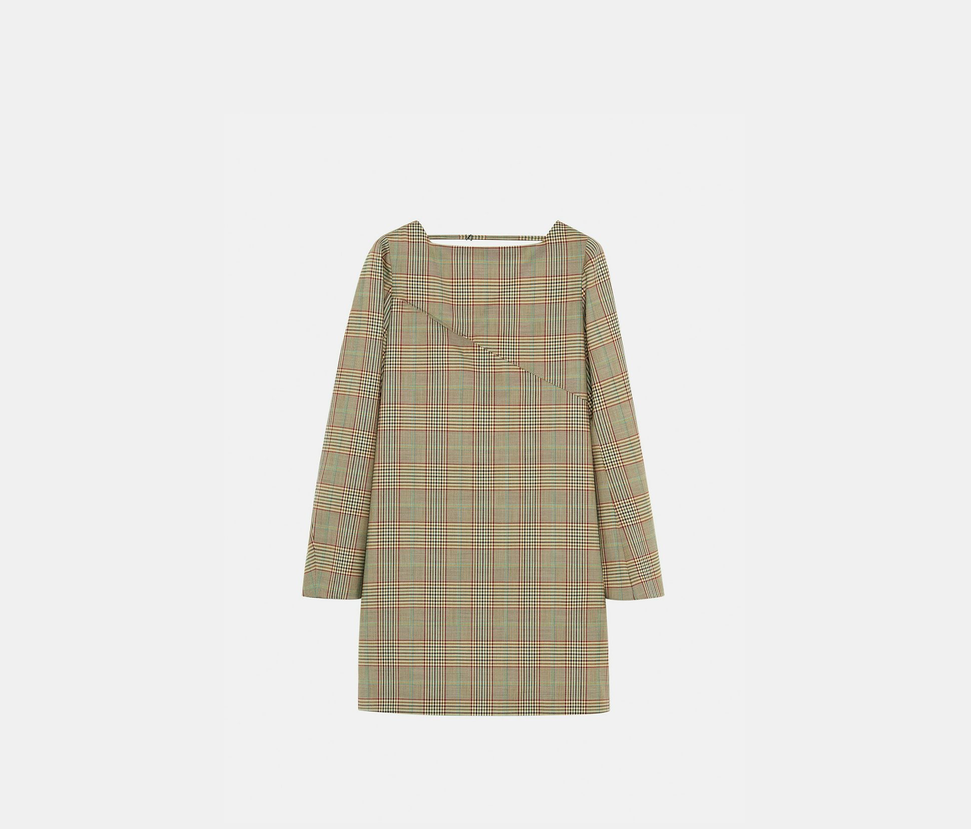 Check wool dress khaki red blue - Nina Ricci