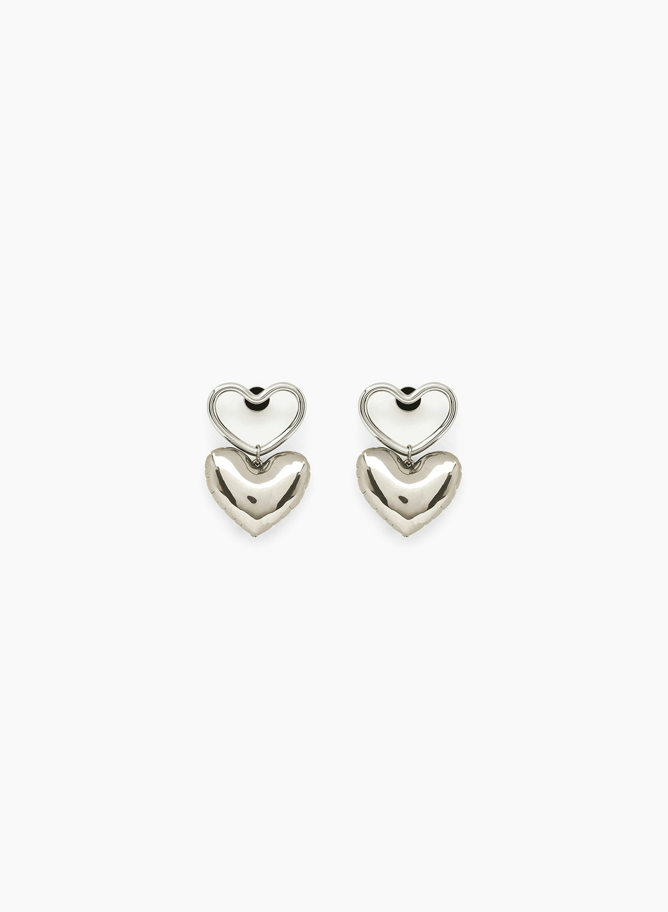 Heart Charm Earrings Silver - Nina Ricci