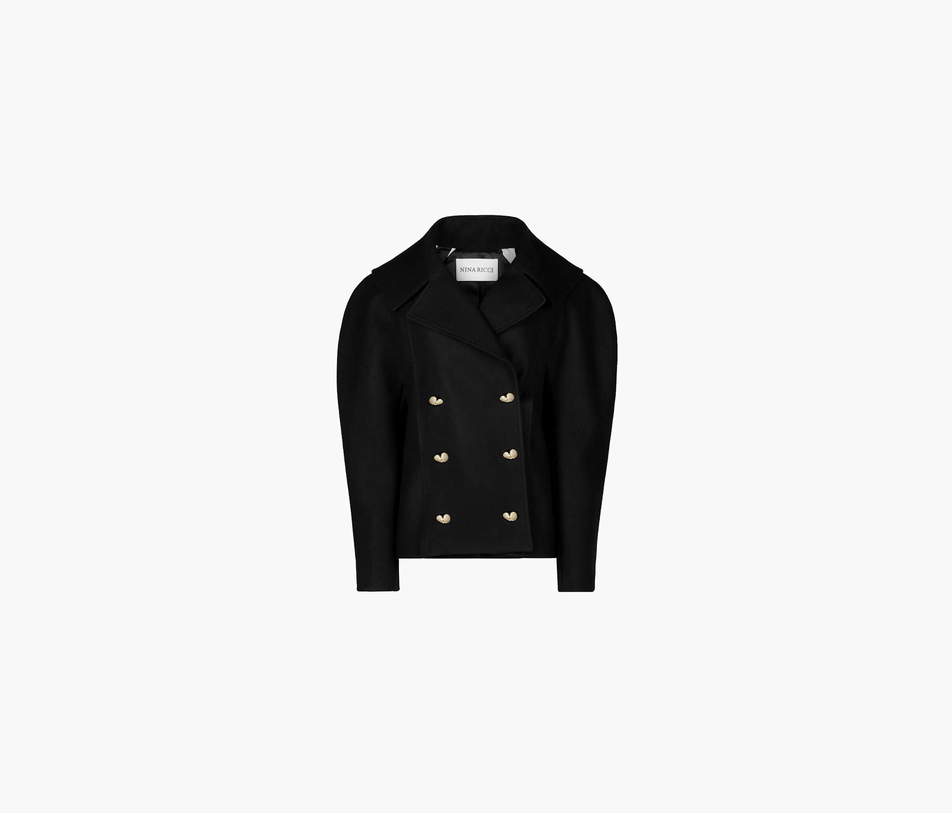 DOUBLE-BREASTED WOOL COCOON PEACOAT 34