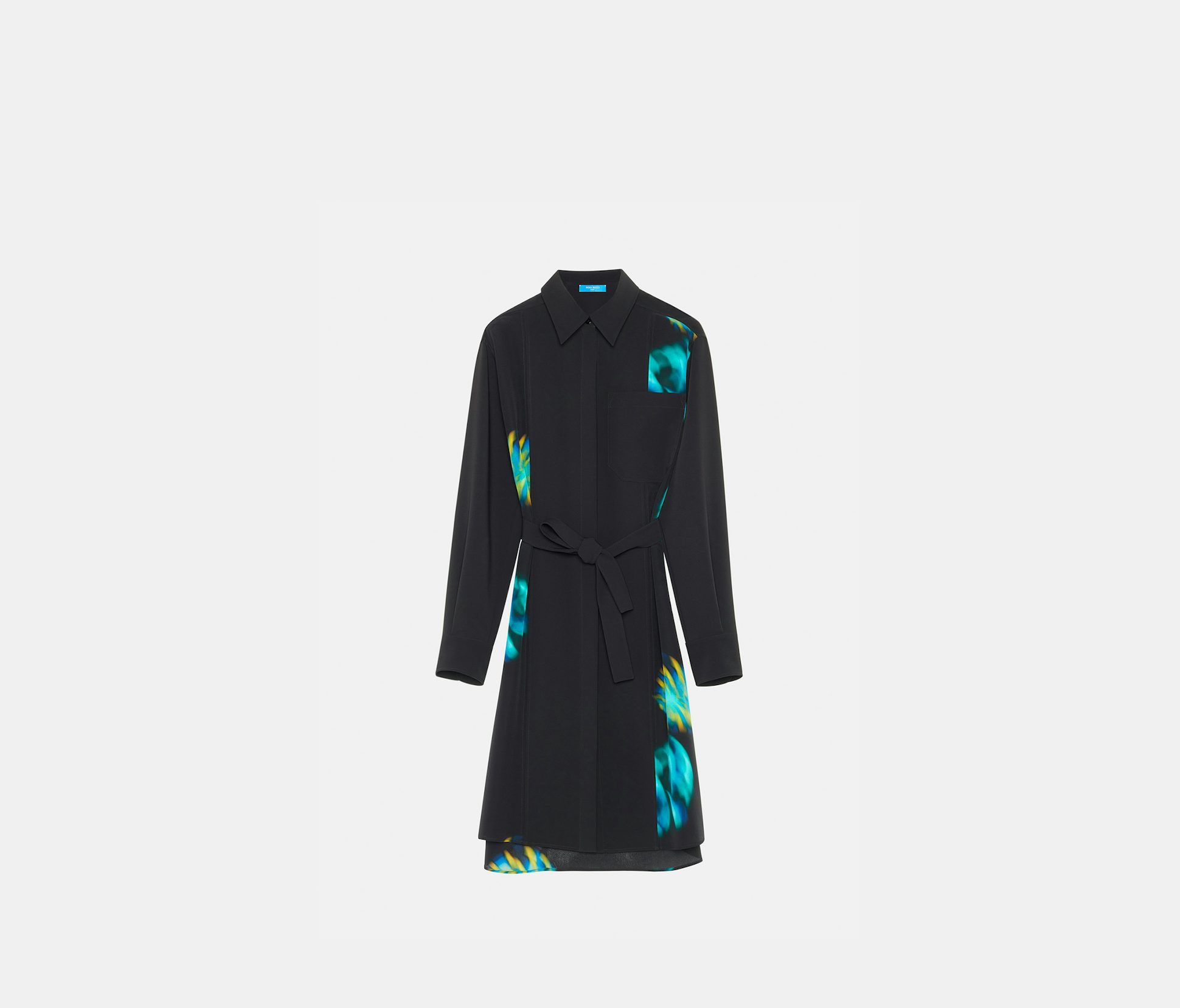 Robe chemise en gabardine recyclée et soie noire - Nina Ricci