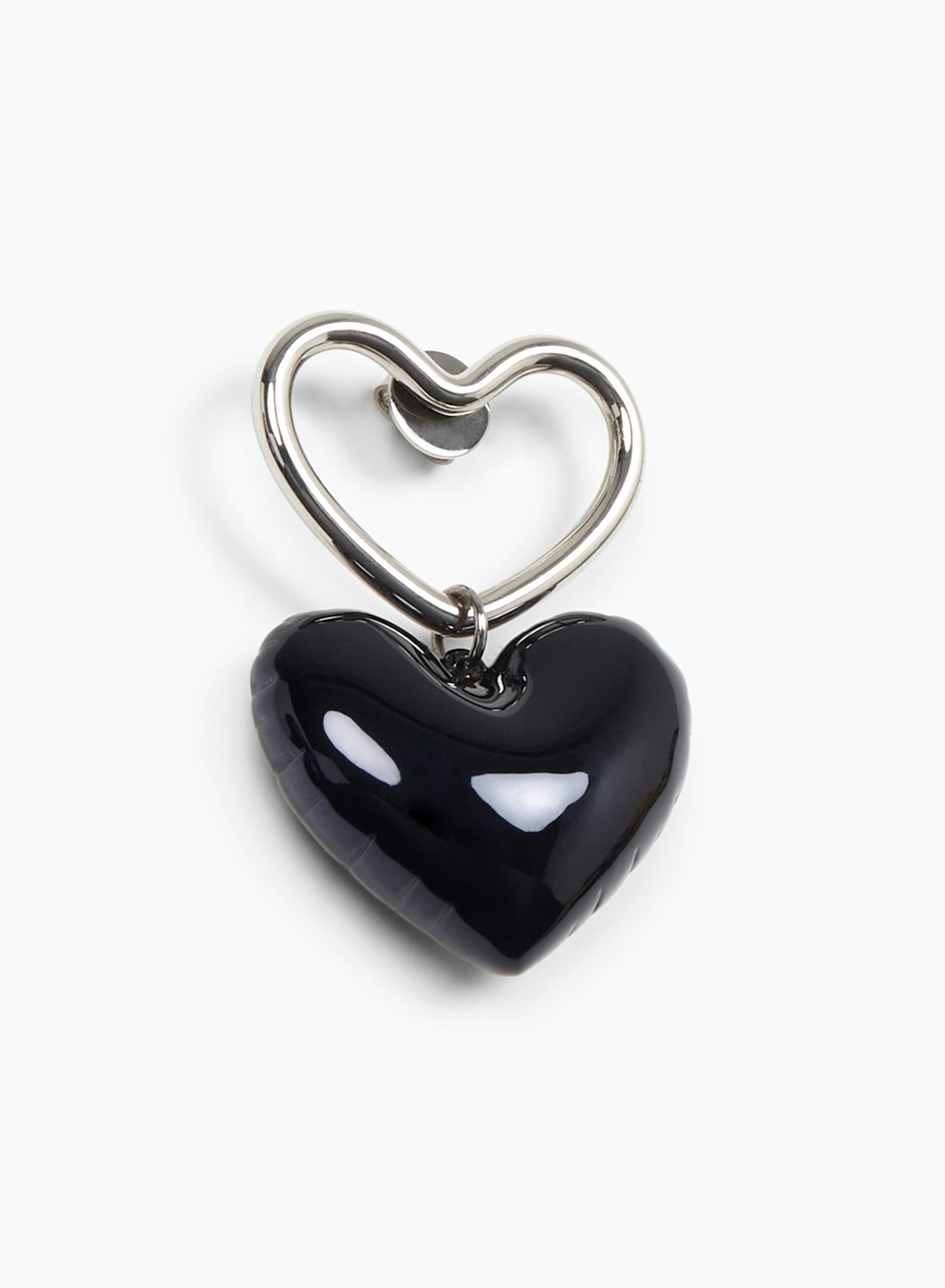 Heart Charm Earrings Black - Nina Ricci