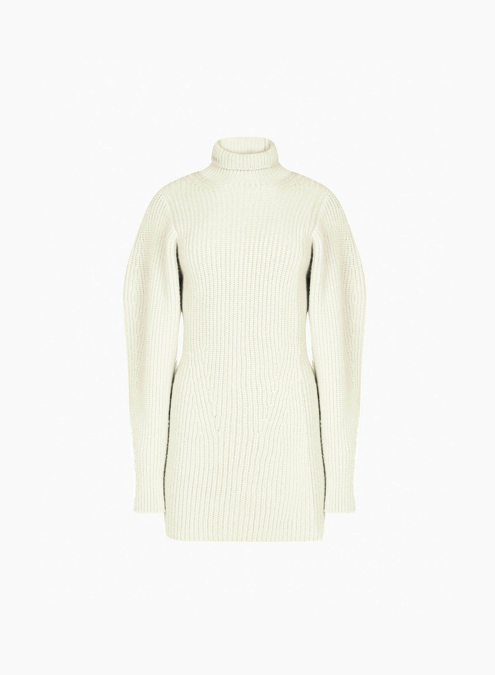 Turtleneck Chunky Ribbed Dress Natural - Nina Ricci