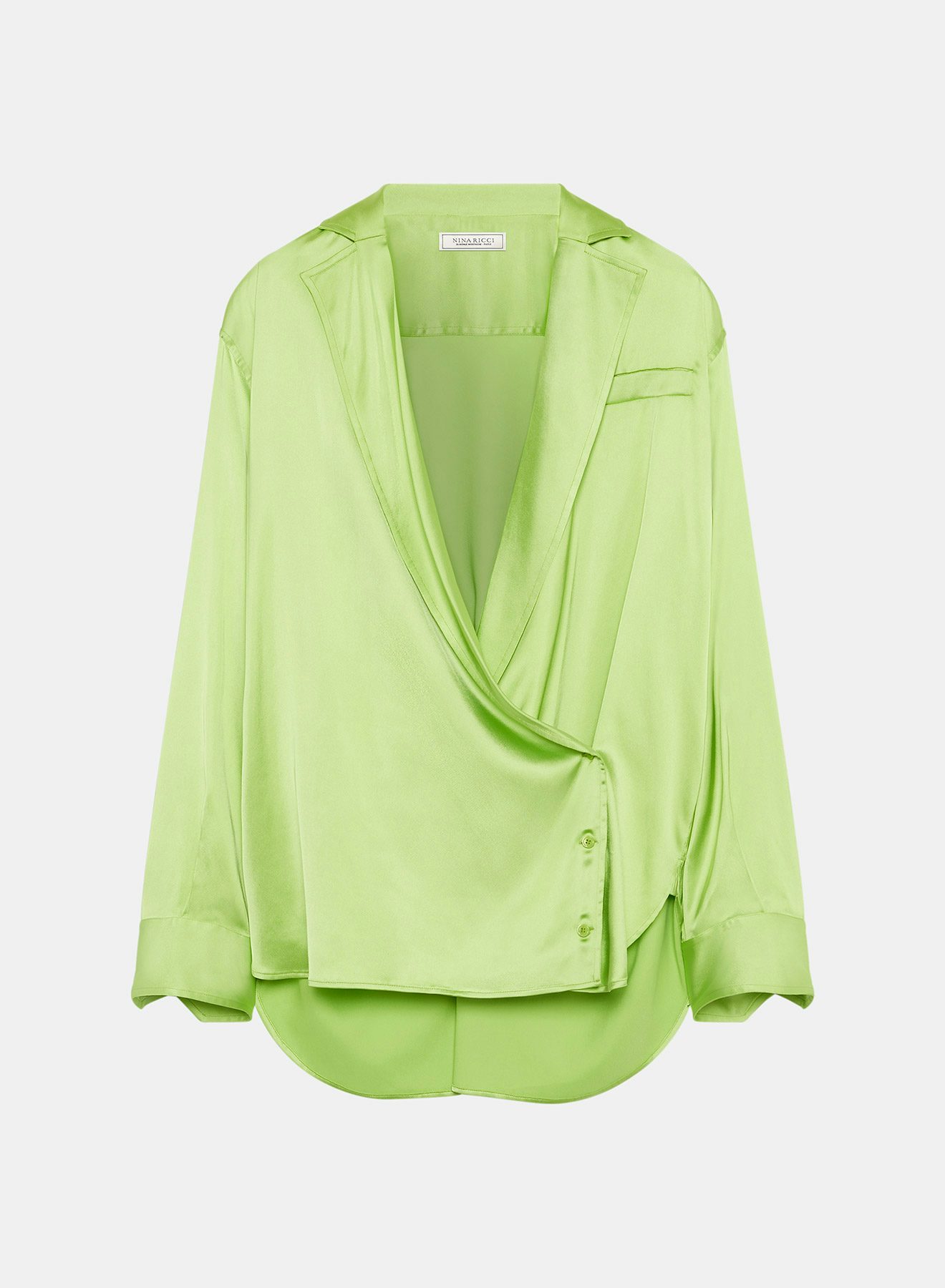 Blusa cruzada de satén verde - Nina Ricci