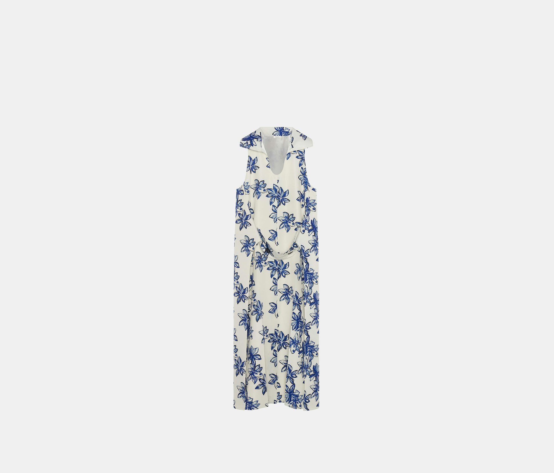 Vestido sin mangas con estampado de flores de loto