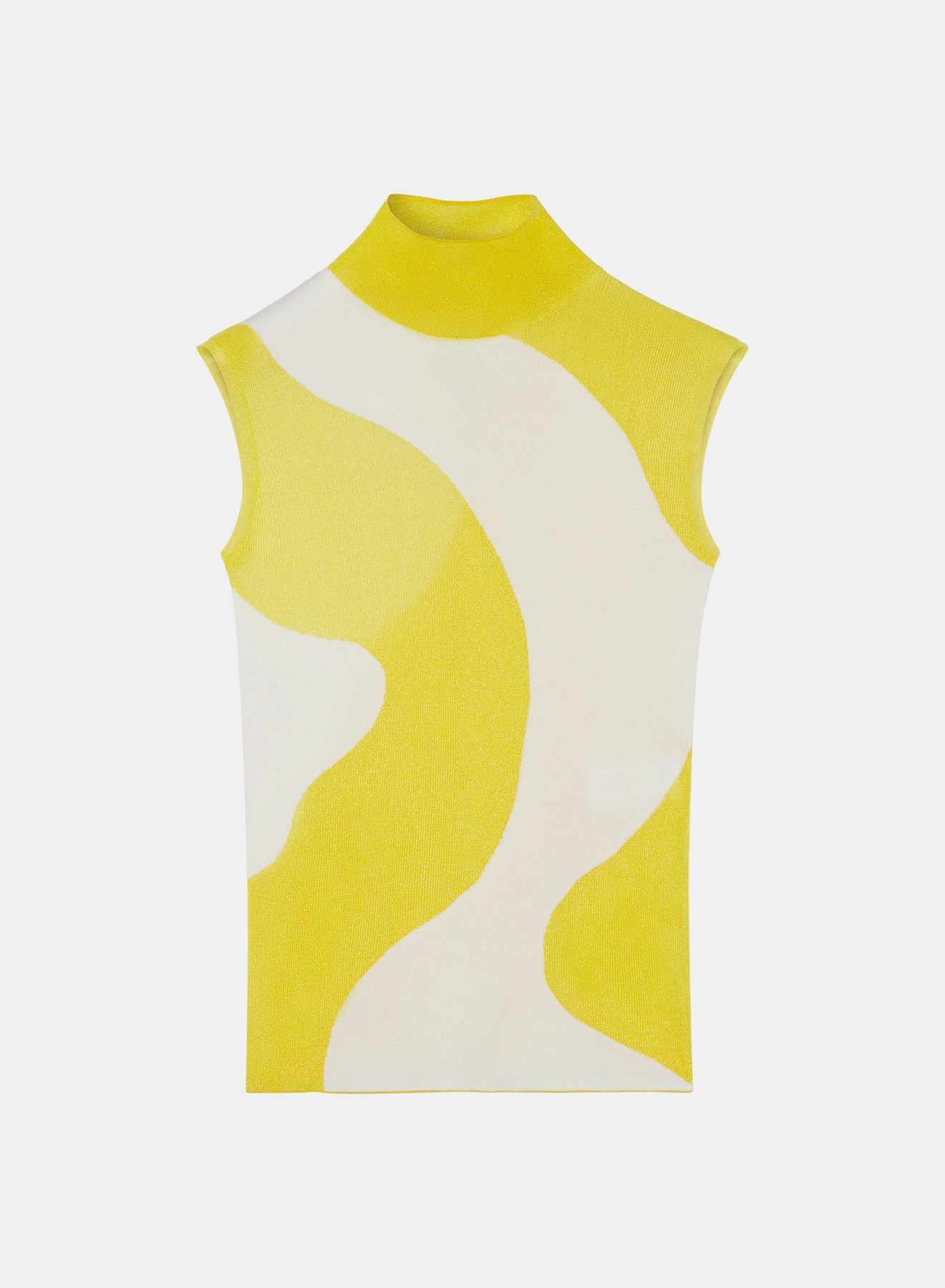 Top de cuello alto en intarsia amarillo y blanco - Nina Ricci