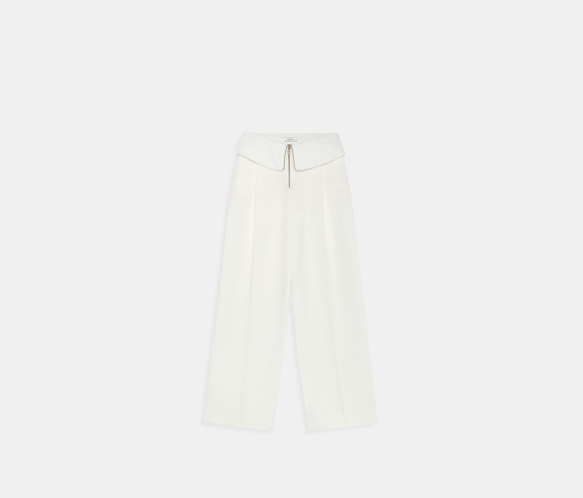 Pantalón ancho con solapas en las caderas de gabardina blanca - Nina Ricci