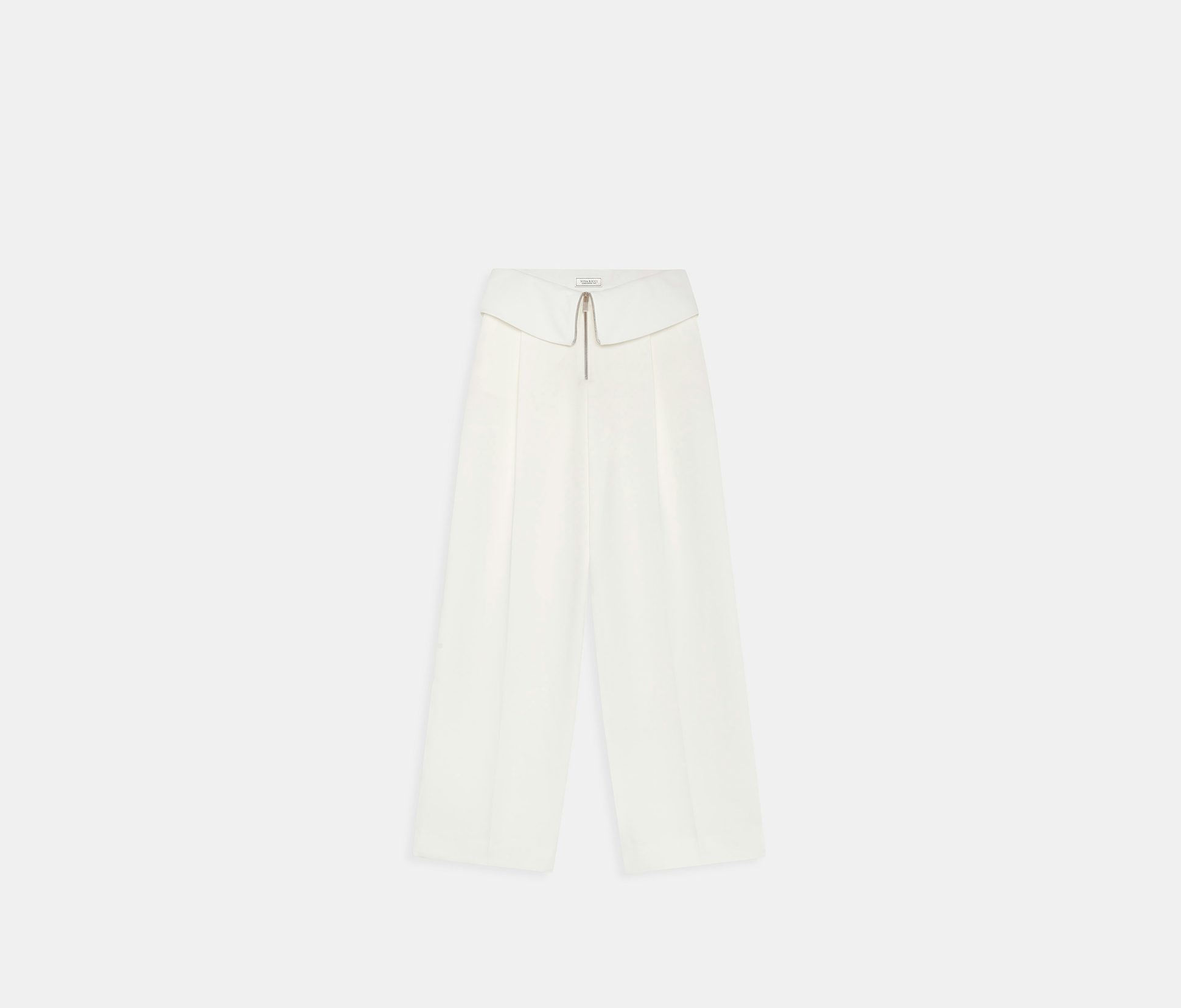 Pantalon Large avec Revers sur les Hanches en Gabardine