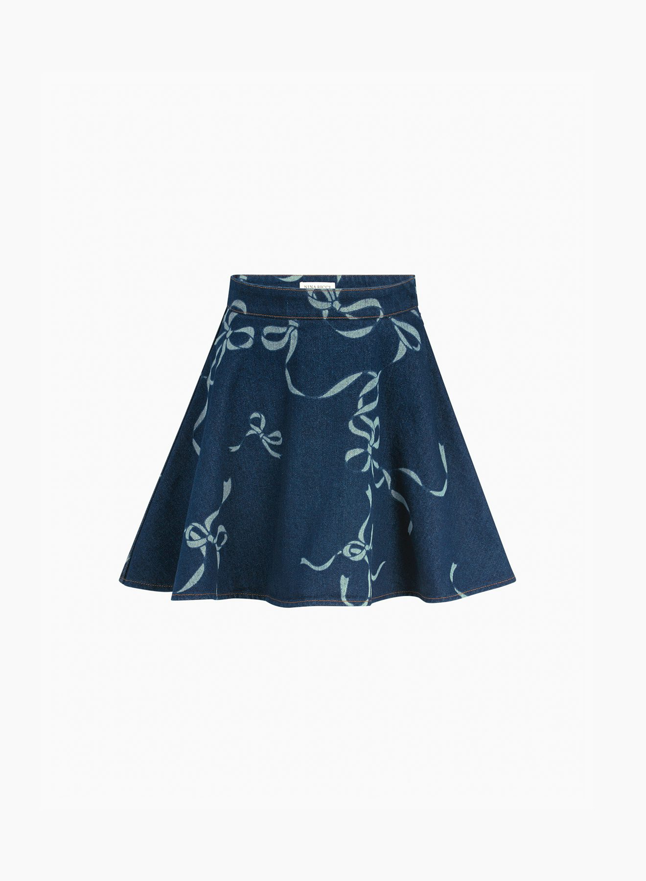 Mini denim flared skirt in raw denim - Nina Ricci
